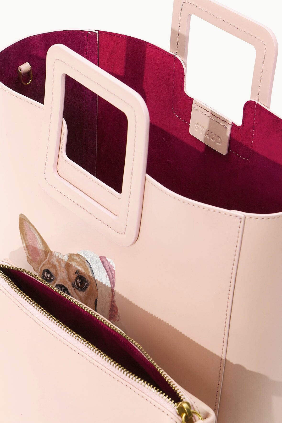 Custom Shirley Leather Bag with Zipper & Suede Lining | Blush