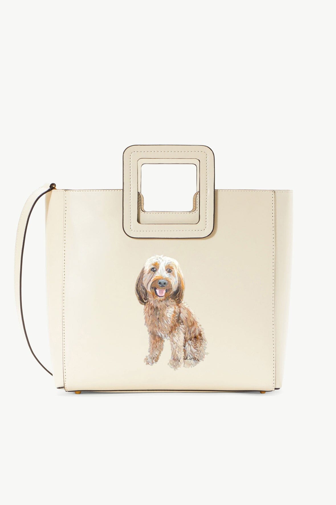 Custom Cream Leather Bag with Zipper & Suede Lining | Shirley