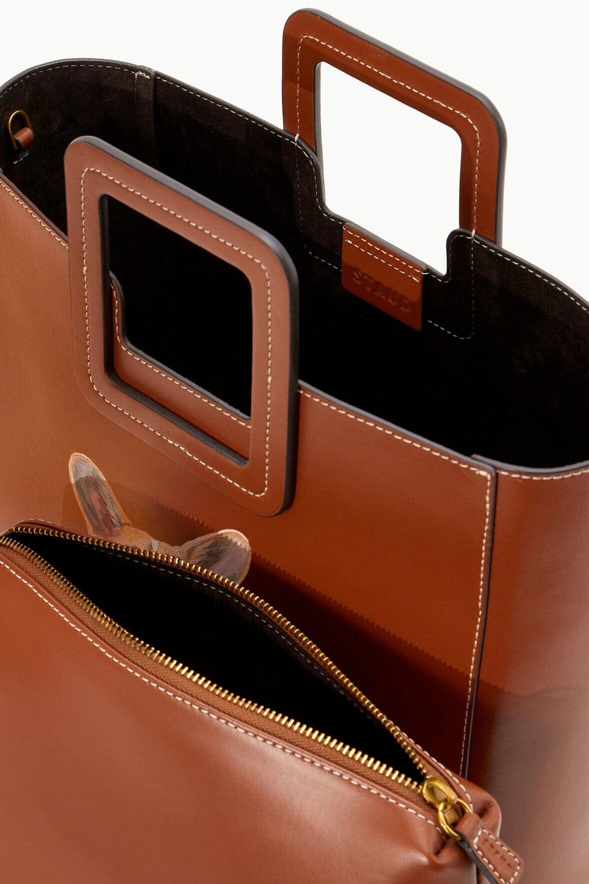 Custom Shirley Leather Bag with Zipper Closure & Suede Lining | Tan