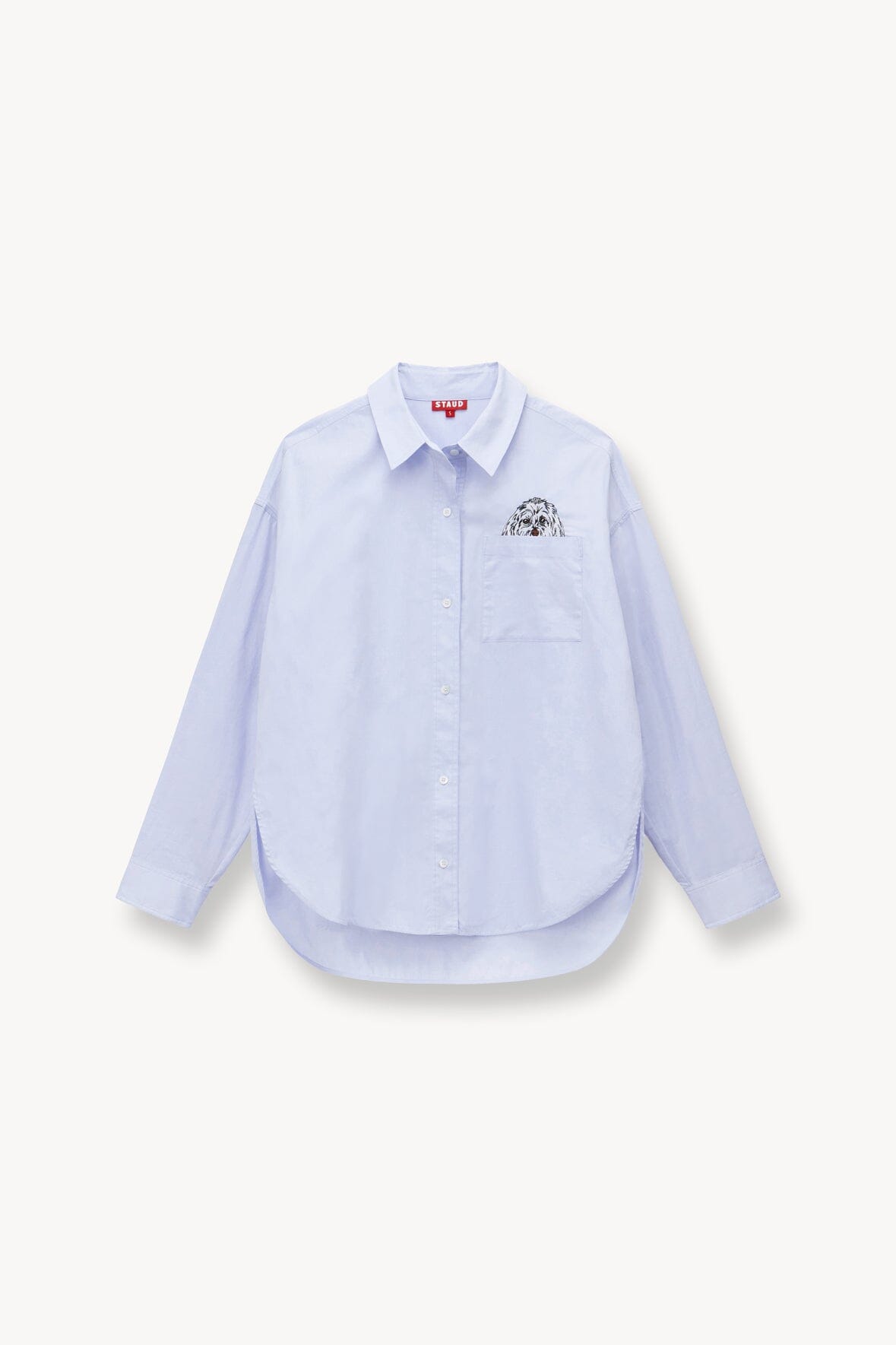 Oversized Cotton Poplin Shirt with Collar & Pocket | STAUD x C.BONZ