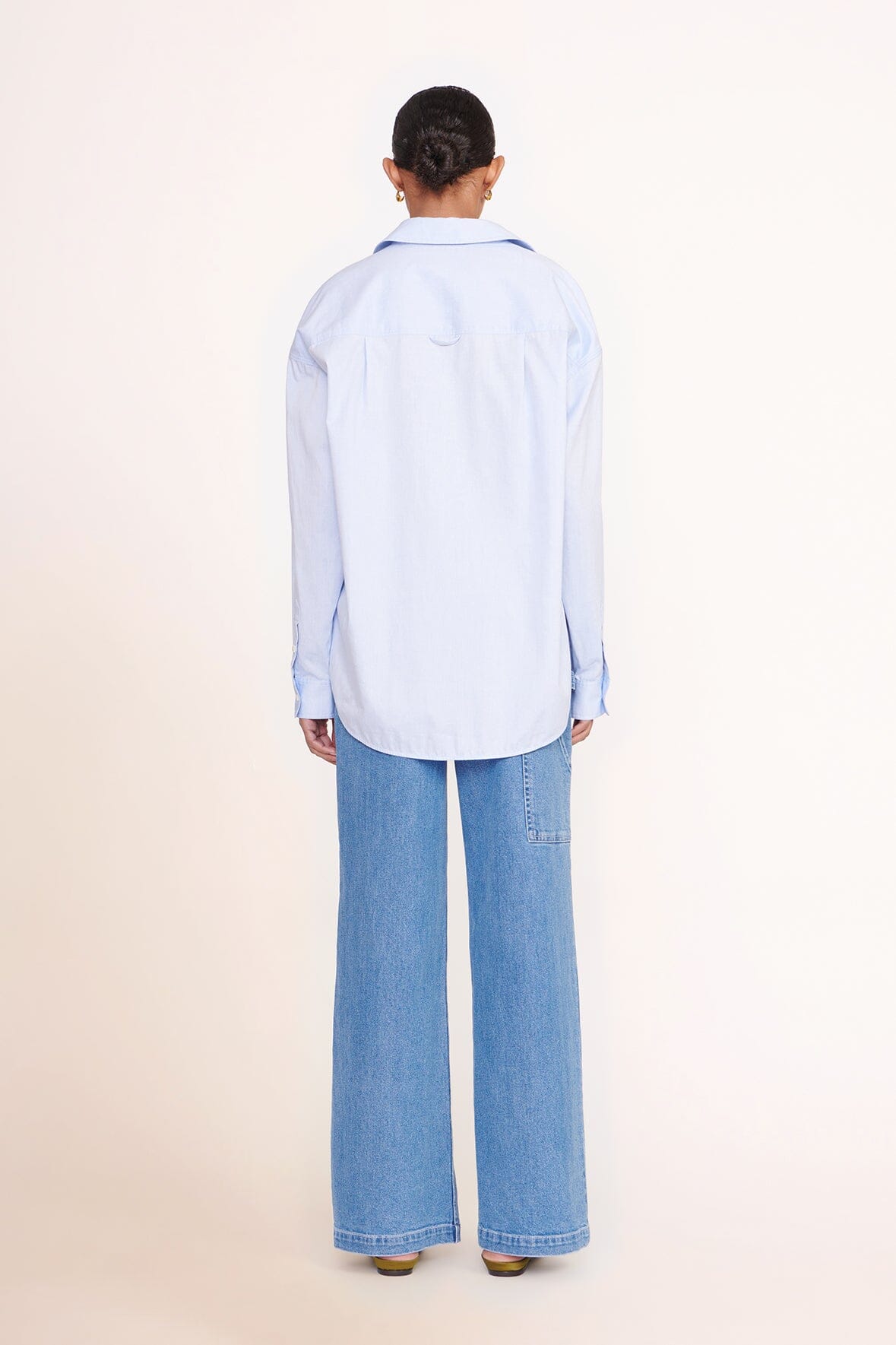 Oversized Cotton Poplin Shirt with Collar & Pocket | STAUD x C.BONZ