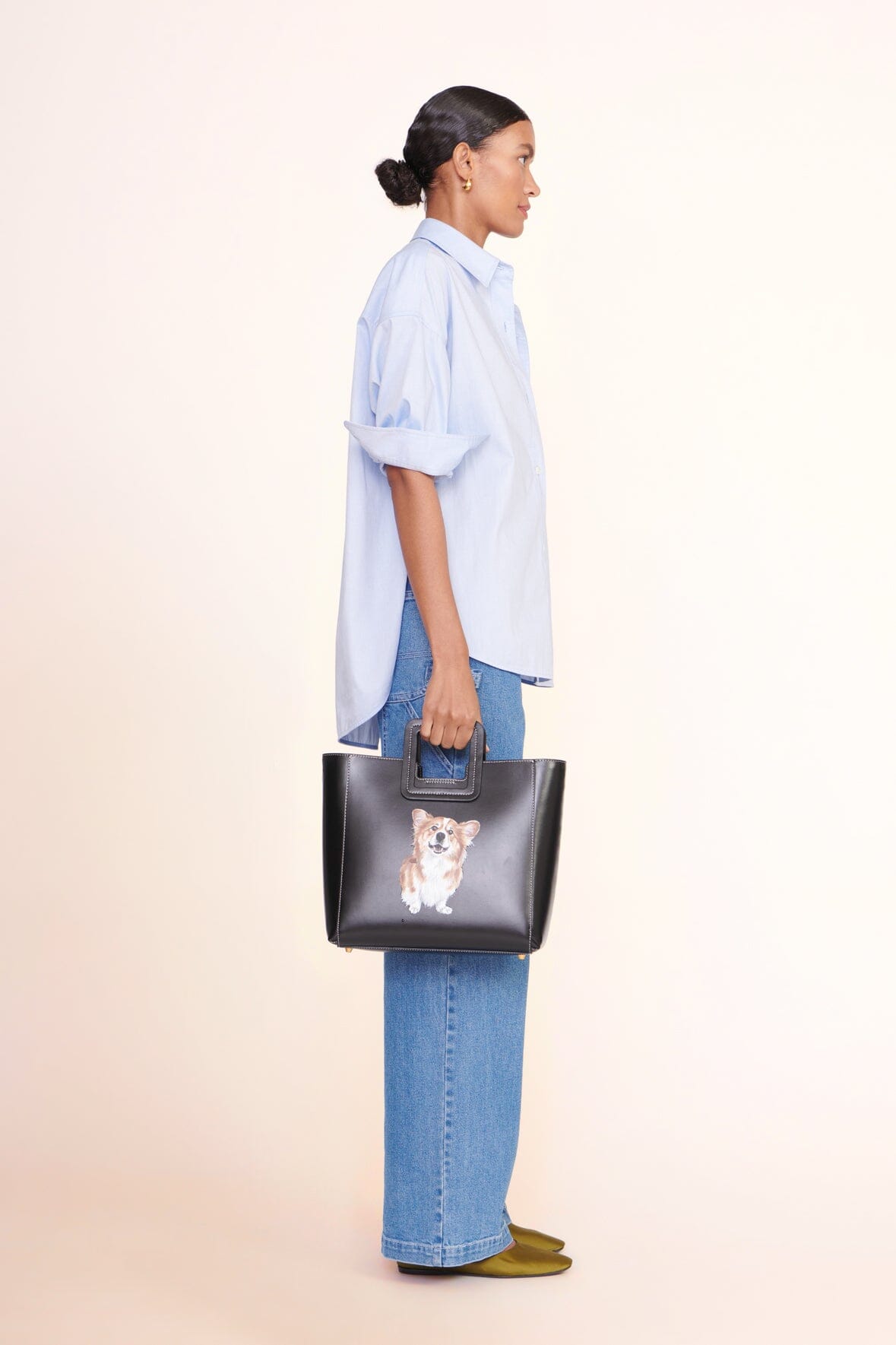 Oversized Cotton Poplin Shirt with Collar & Pocket | STAUD x C.BONZ