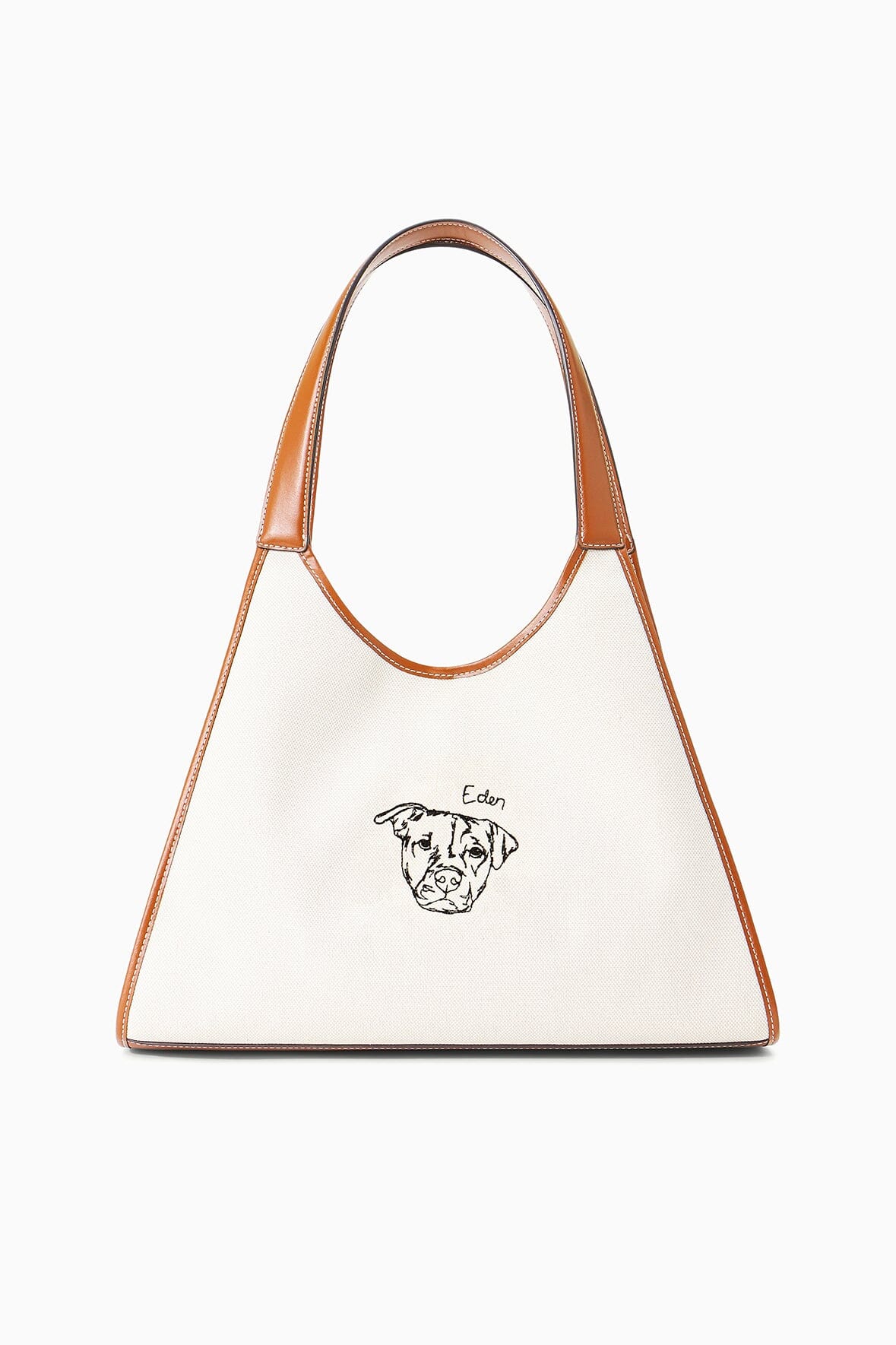 Linen Tote Bag with Leather Trim & Zip Closure | STAUD x C.BONZ