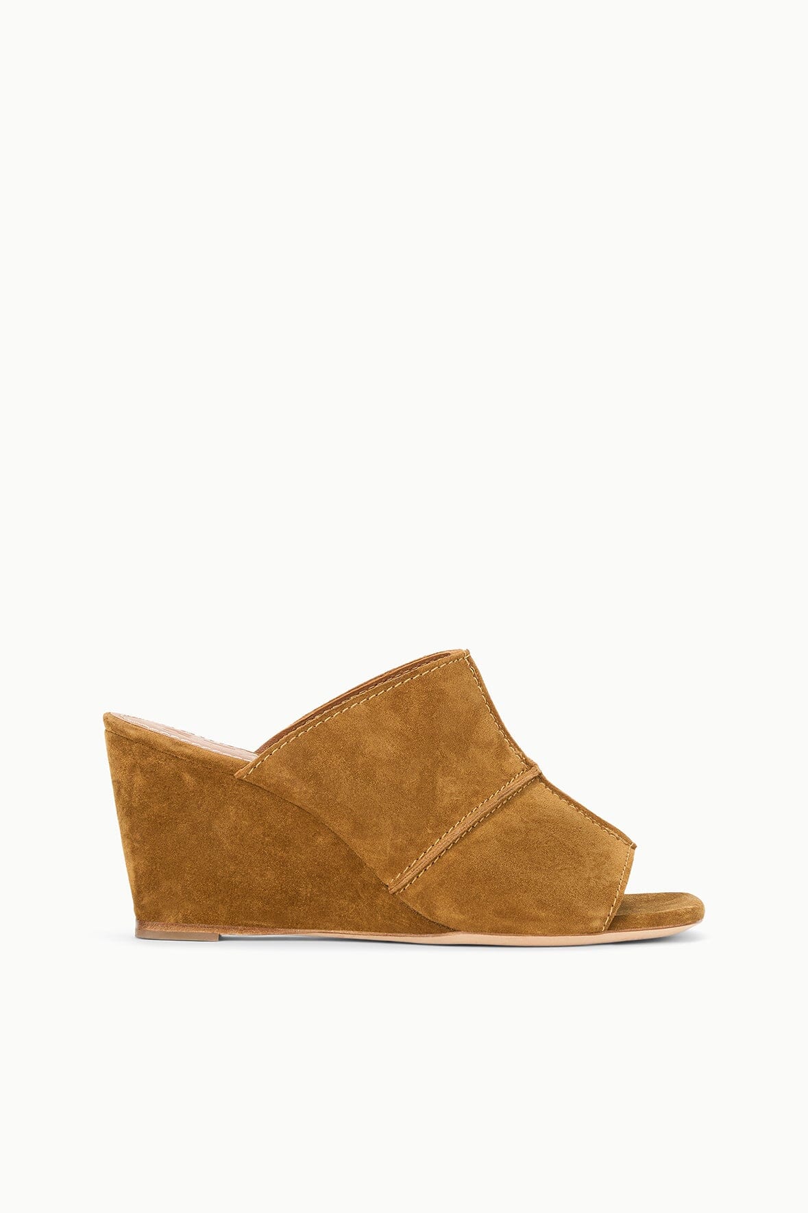 Square Open-Toe Wedge Slide in Tan Suede | Daniella