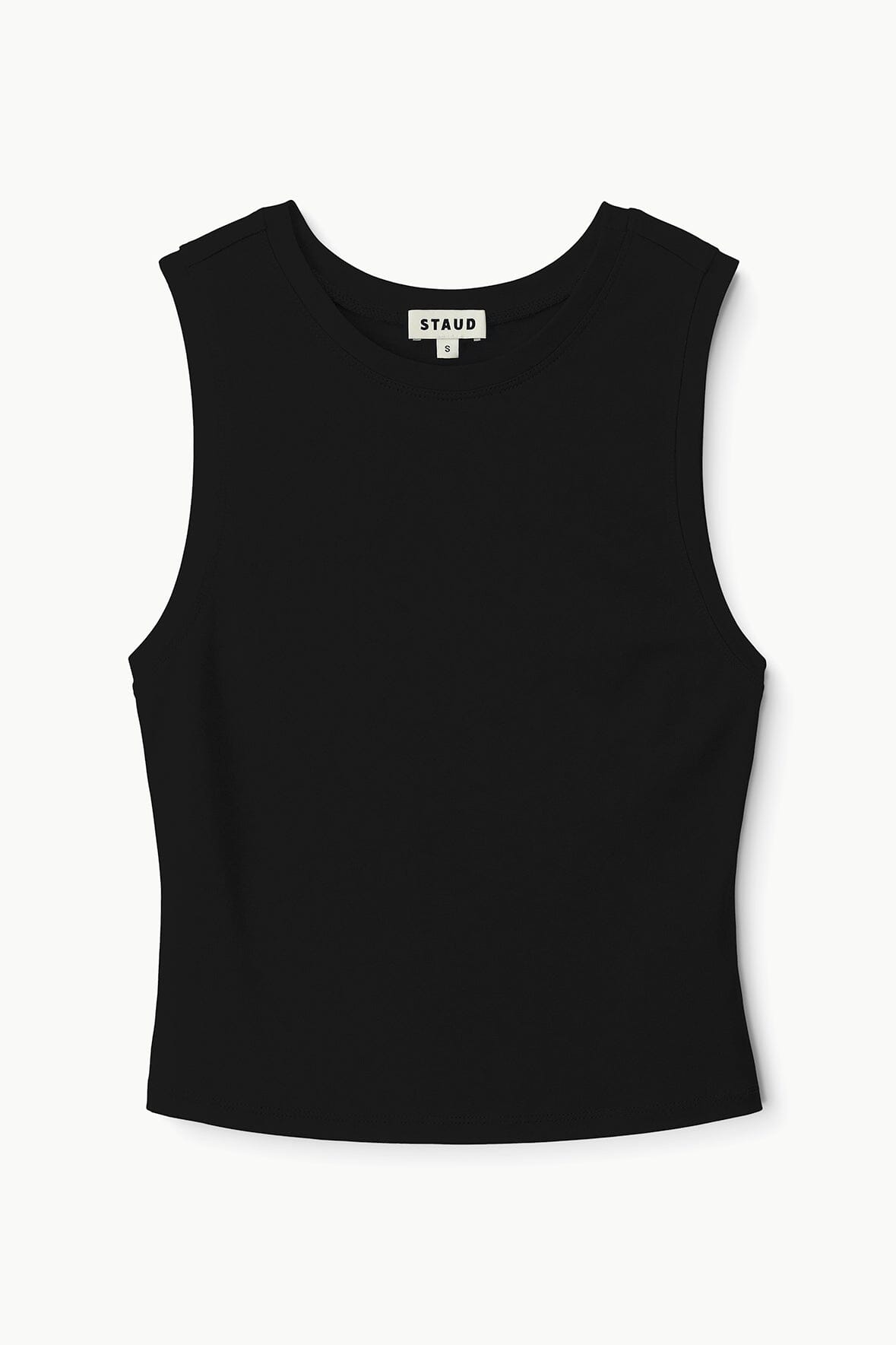 Sleeveless Fitted Crew Neck Tank Top | DAVI Black Jersey