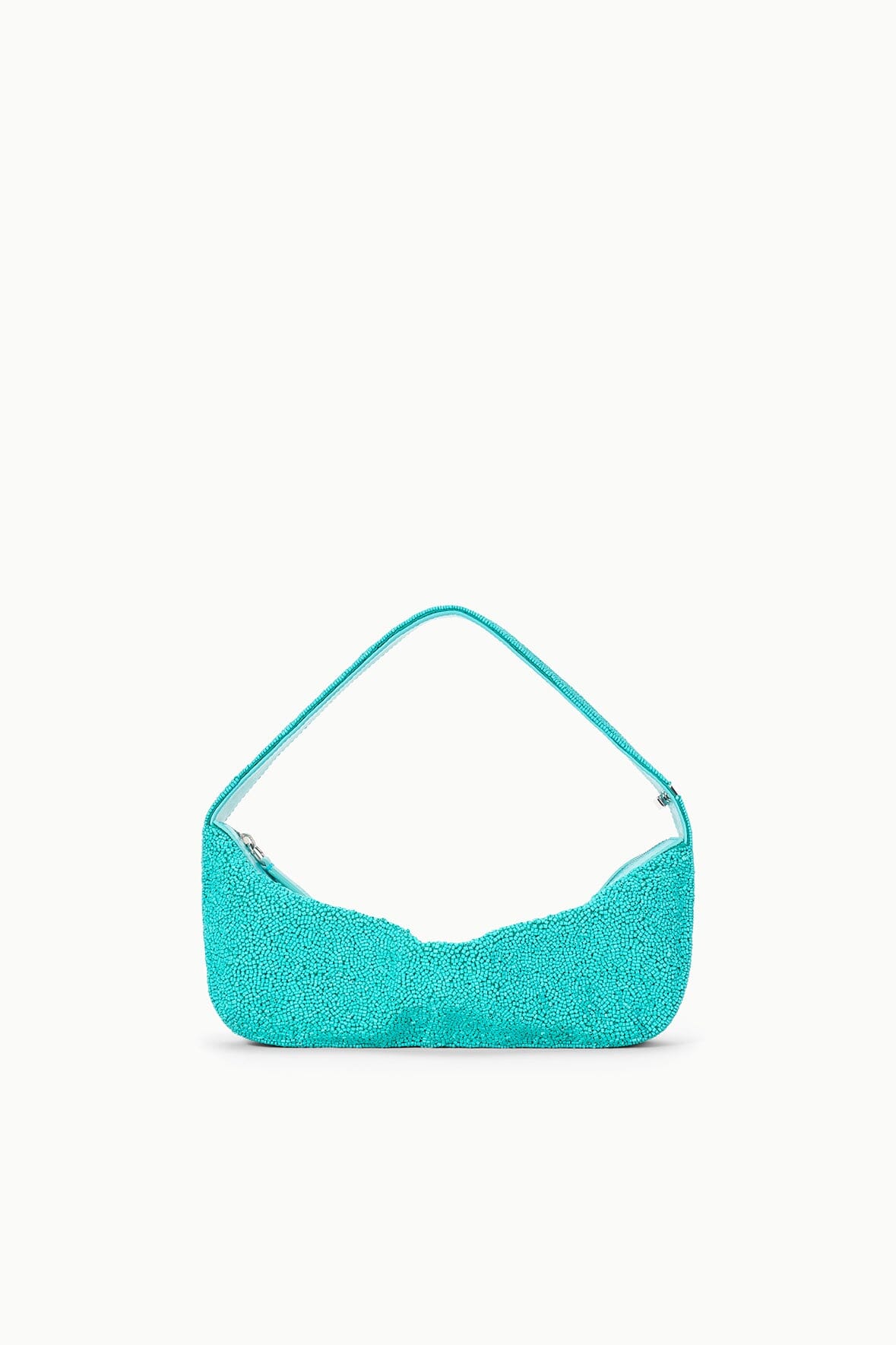 Beaded Shoulder Bag with Convertible Strap & Top Zipper | Demy Teal