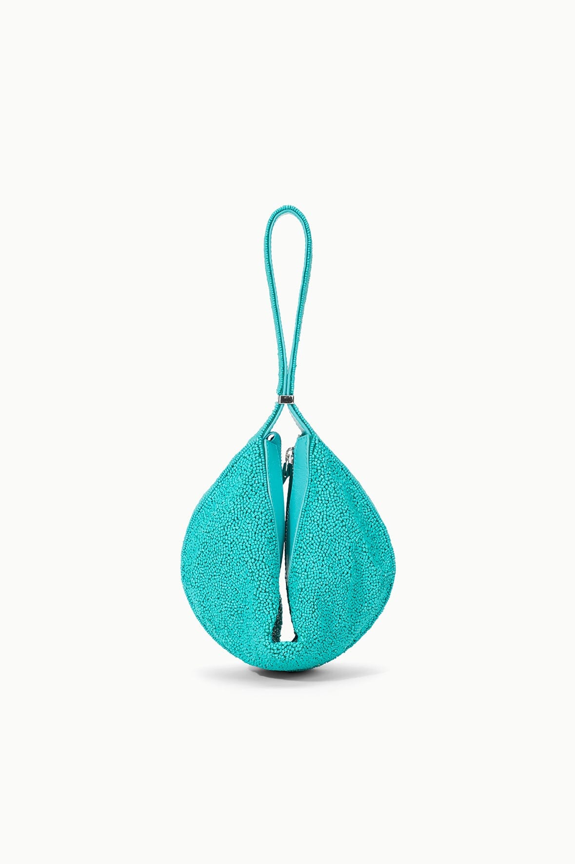 Beaded Shoulder Bag with Convertible Strap & Top Zipper | Demy Teal