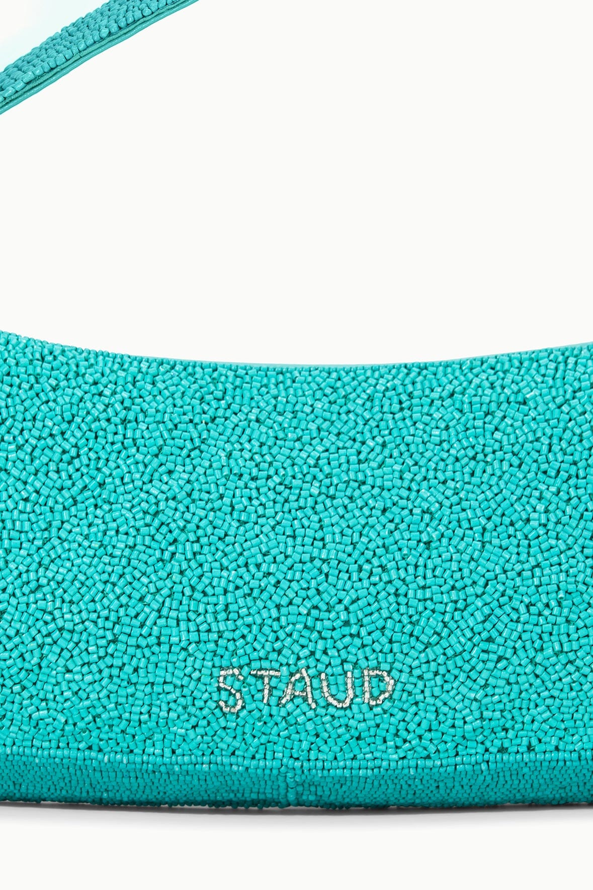 Beaded Shoulder Bag with Convertible Strap & Top Zipper | Demy Teal
