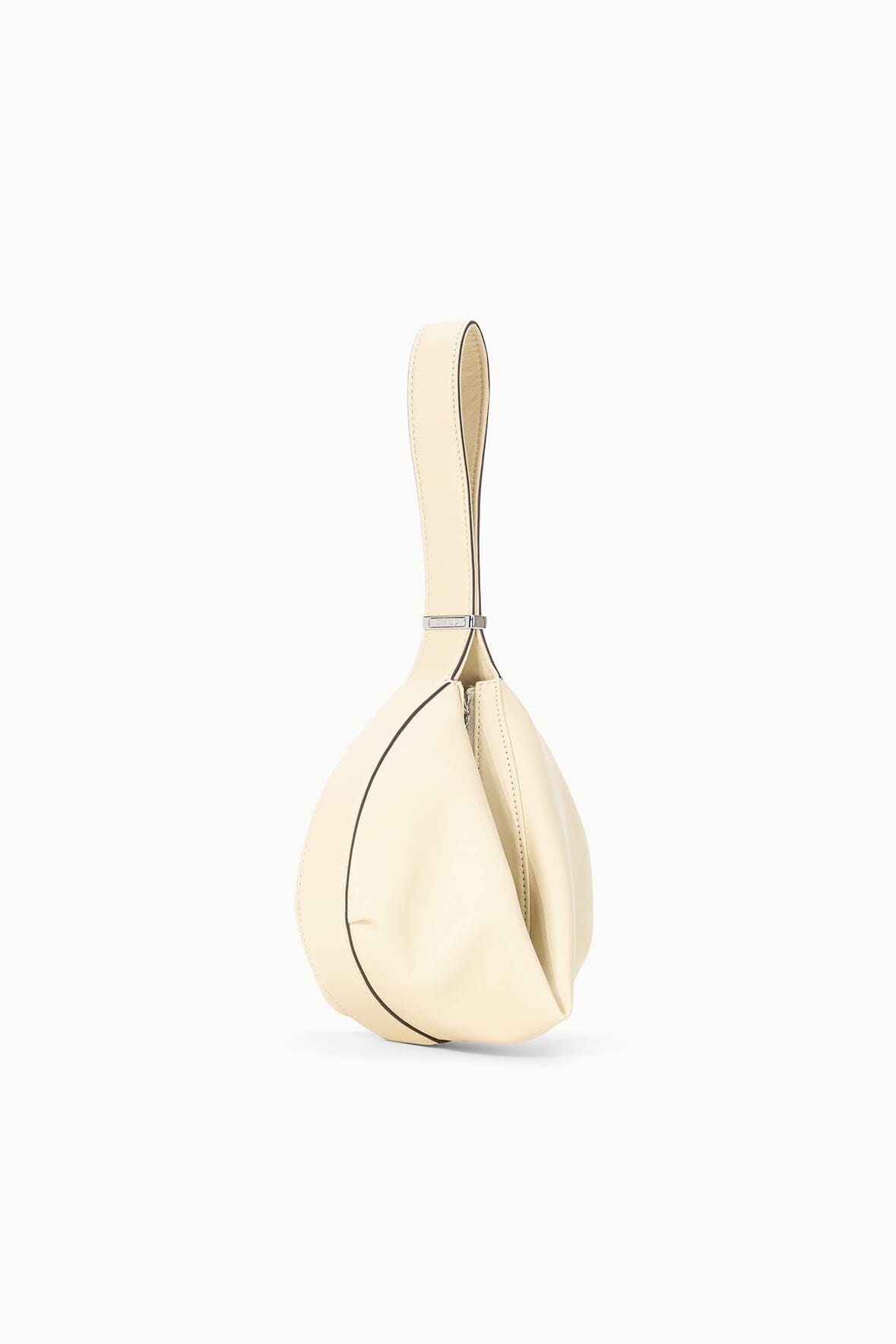Convertible Leather Shoulder Bag with Top Zipper | Demy Cream