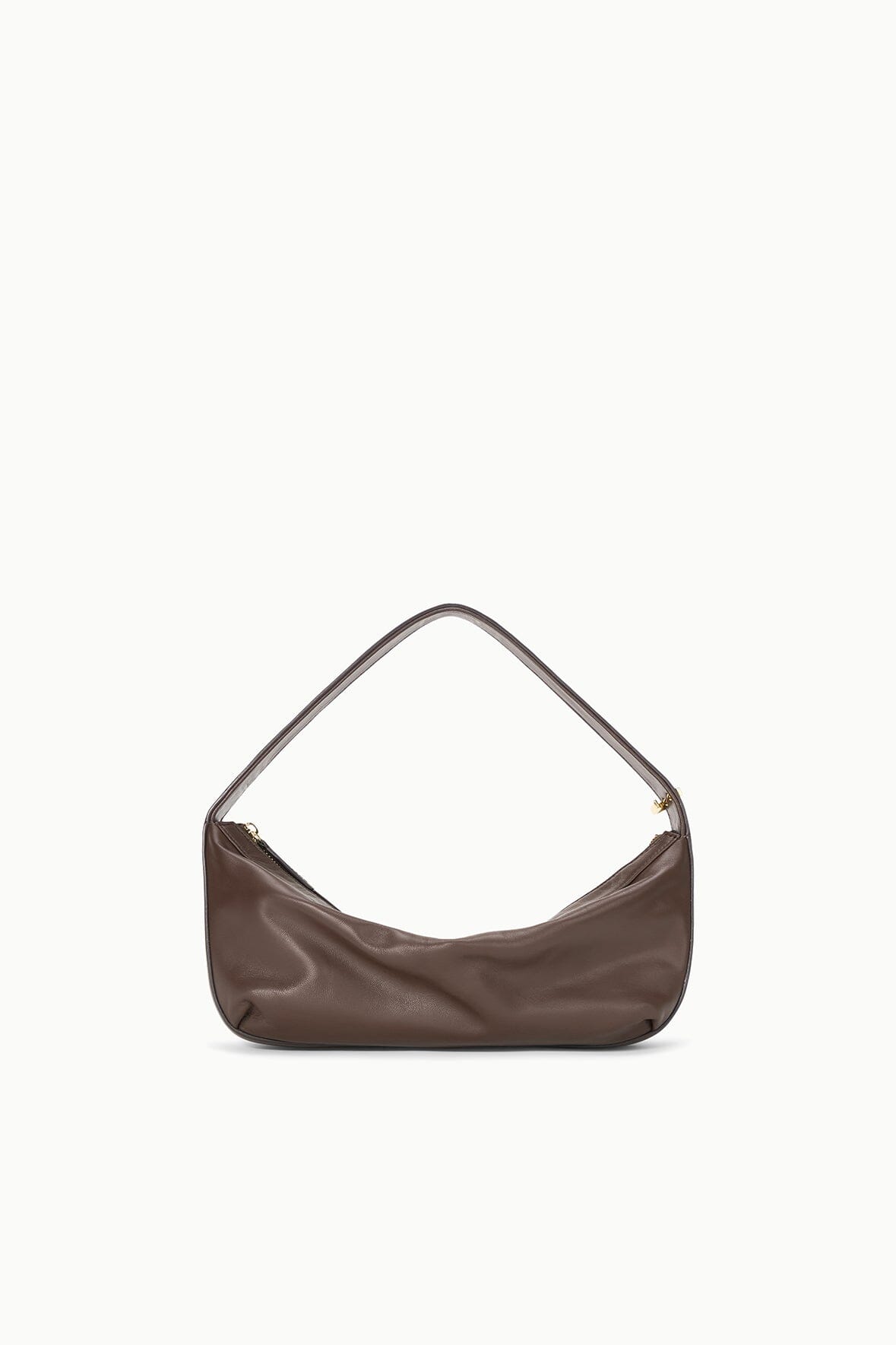 Convertible Leather Shoulder Bag with Top Zipper | Demy Espresso