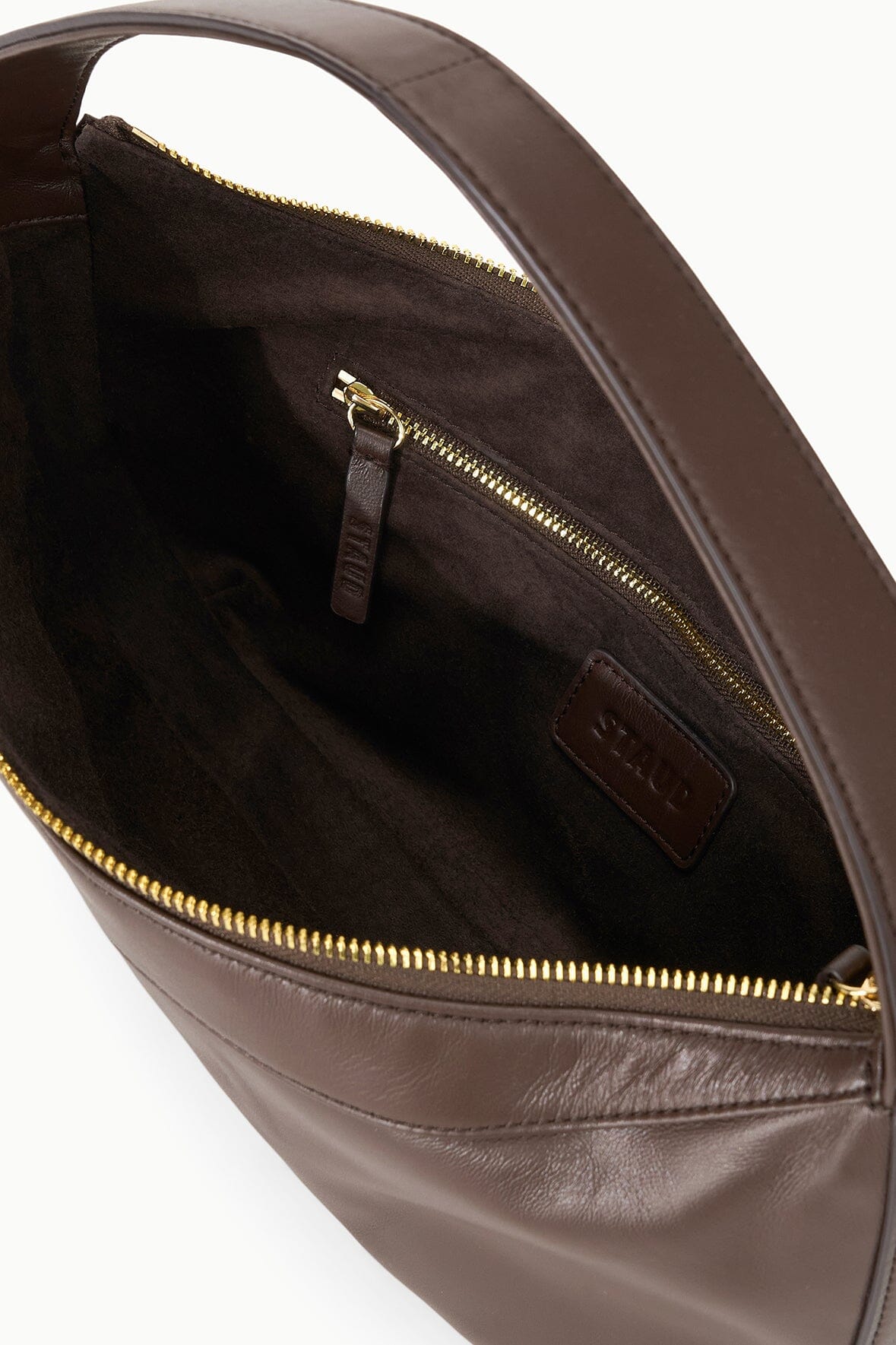 Convertible Leather Shoulder Bag with Top Zipper | Demy Espresso