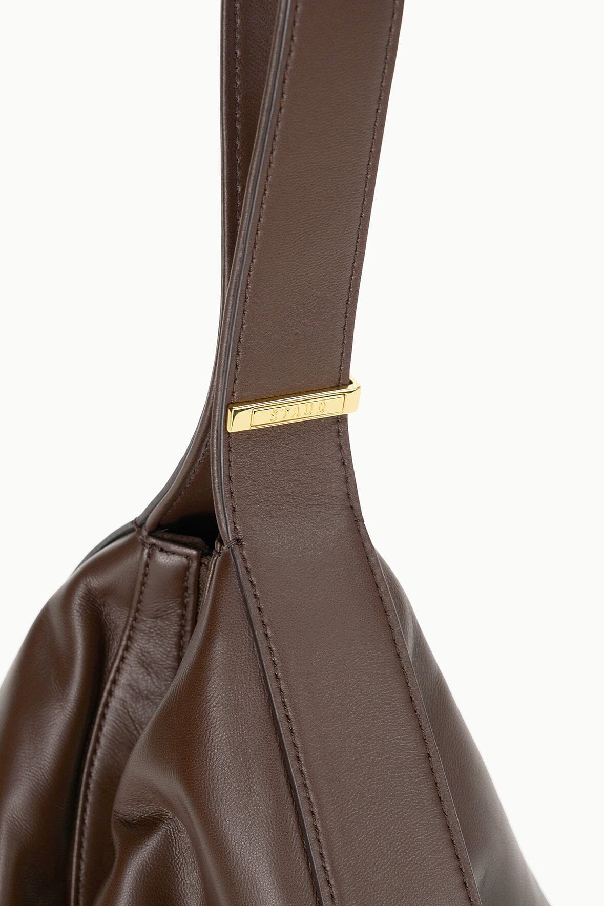 Convertible Leather Shoulder Bag with Top Zipper | Demy Espresso