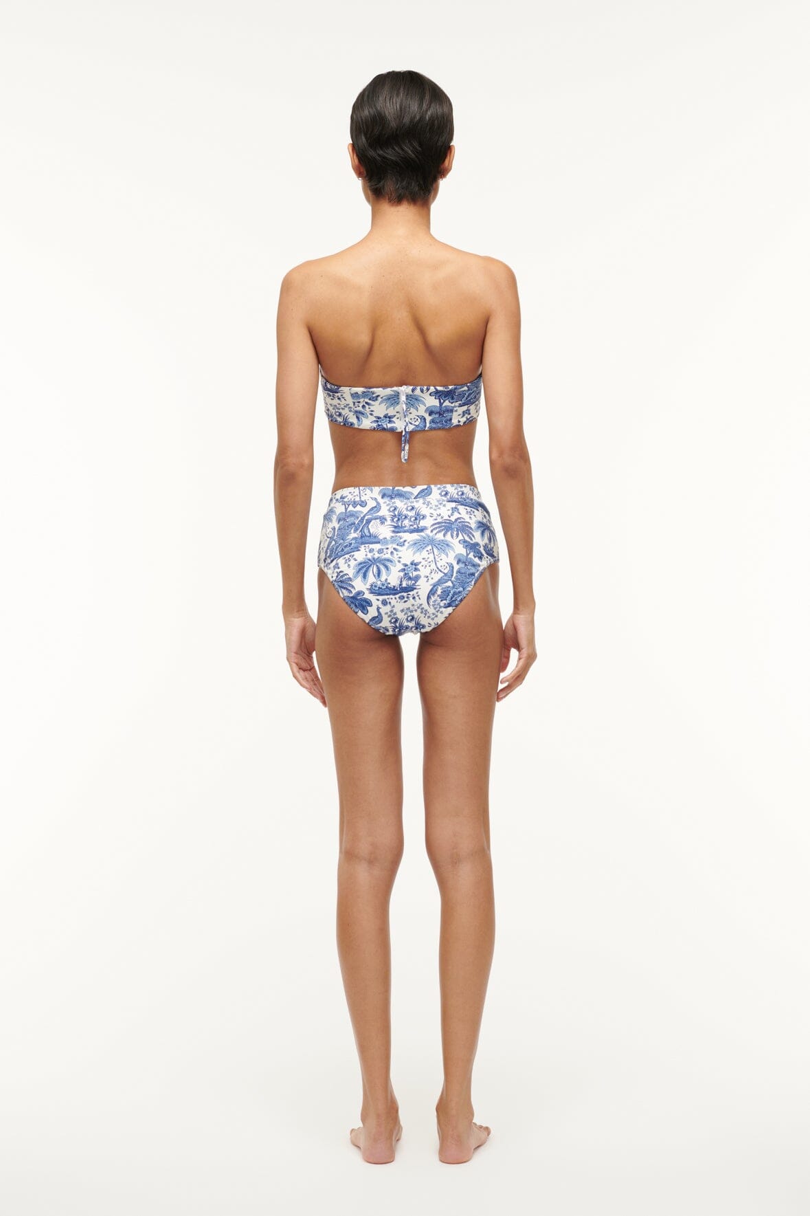 High-Waisted Bikini Bottom | Blue Toile Print | Devon