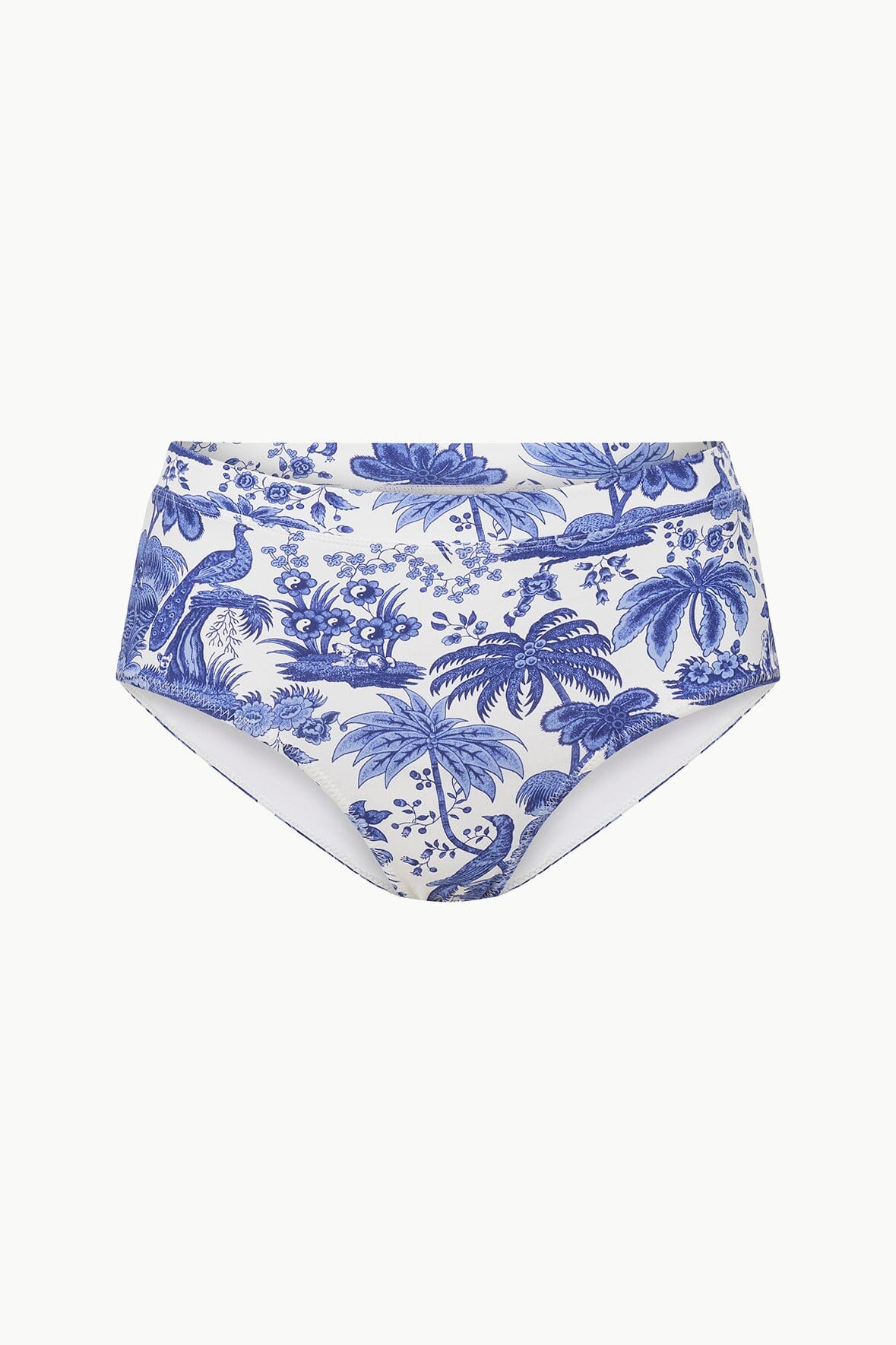High-Waisted Bikini Bottom | Blue Toile Print | Devon