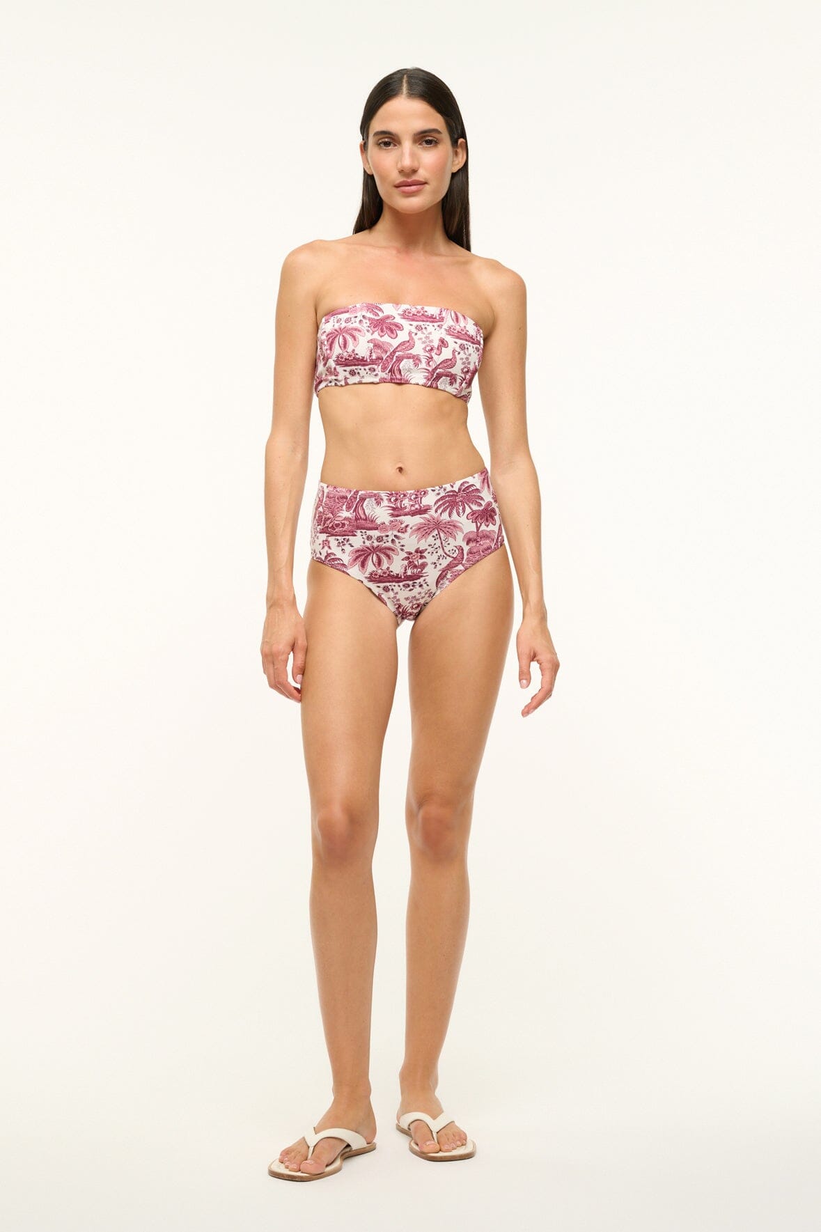 High Waist Bikini Bottom with Moderate Coverage | Devon Bordeaux Toile