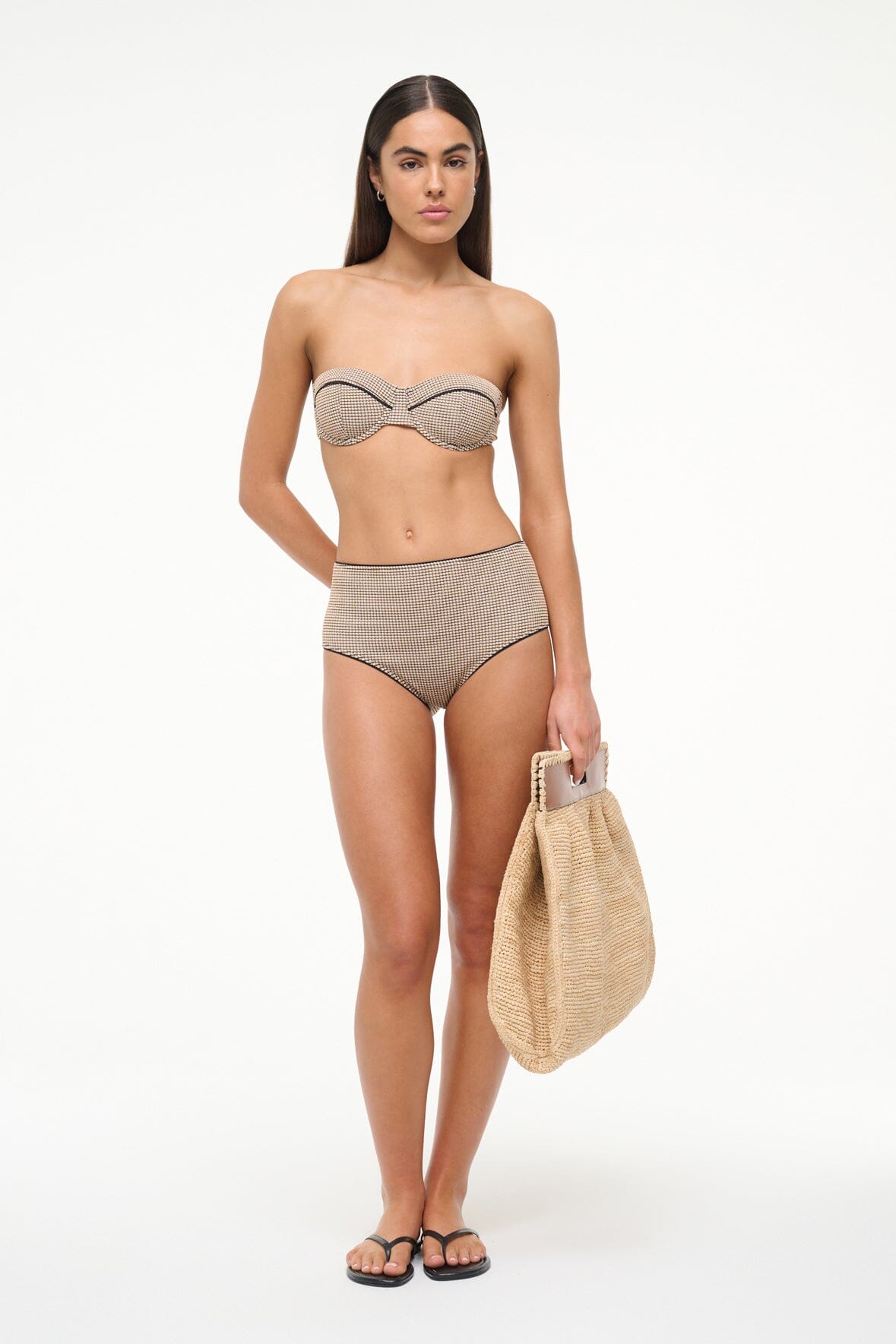 High Waist Bikini Bottom with Moderate Coverage | Devon Natural Pique