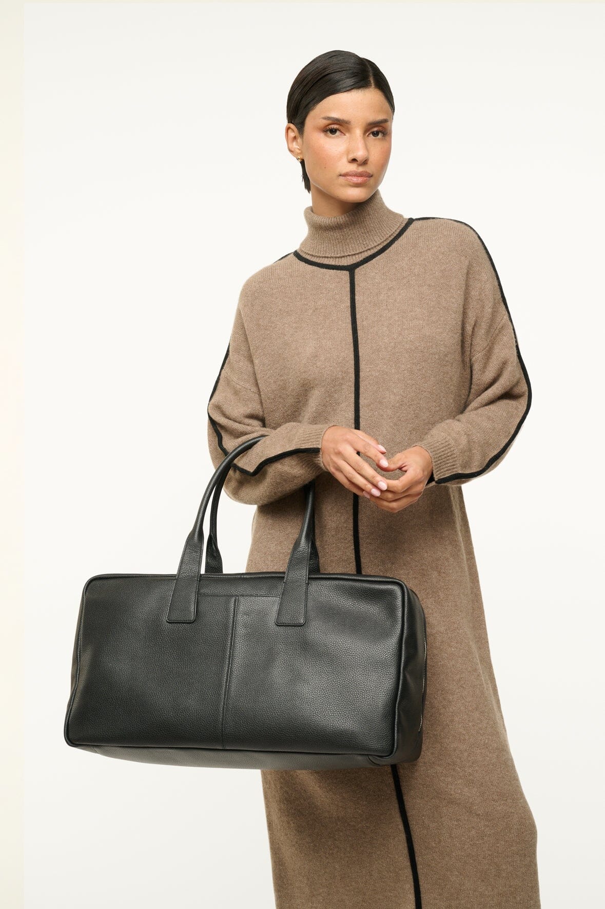 Leather Weekender Travel Bag with Shoulder Straps & Pockets | Dude Black