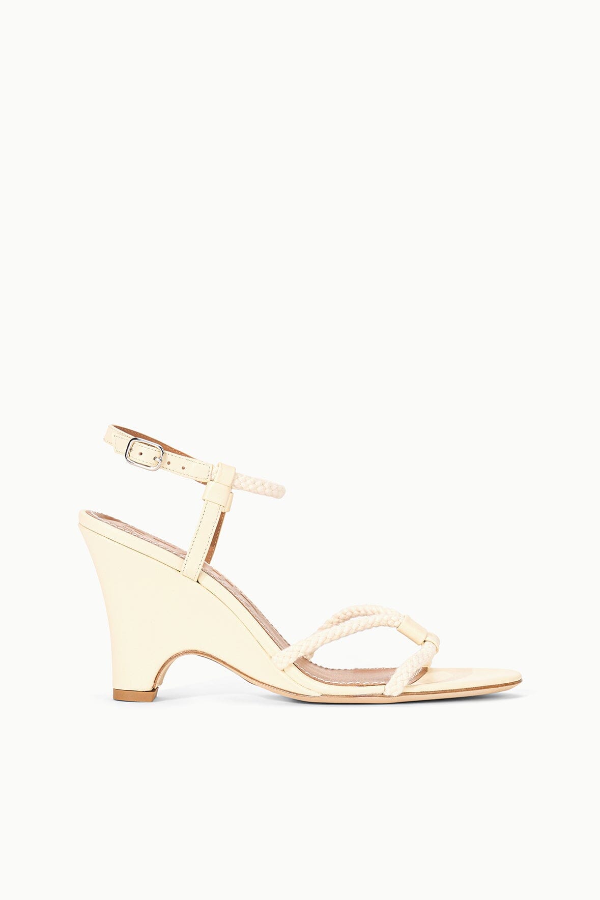 Leather Wedge Sandal with Rope Straps & Buckle | Eden Cream