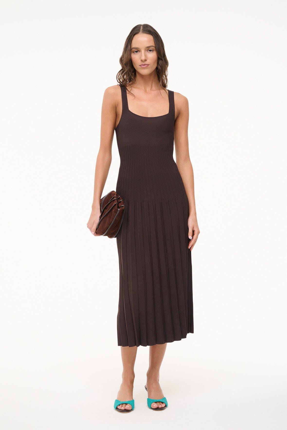 Square Neck Flattering Dress with Ottoman Stitch | Ellison Dress