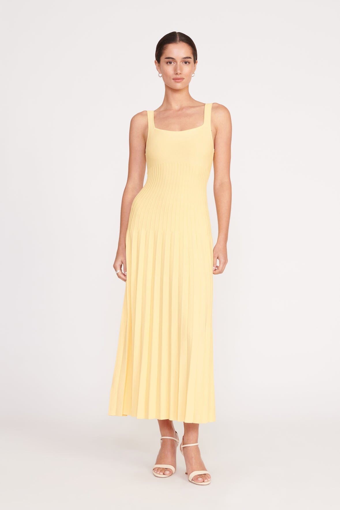 Square Neck Knit Dress with Ottoman Stitch Waist | Ellison Dress