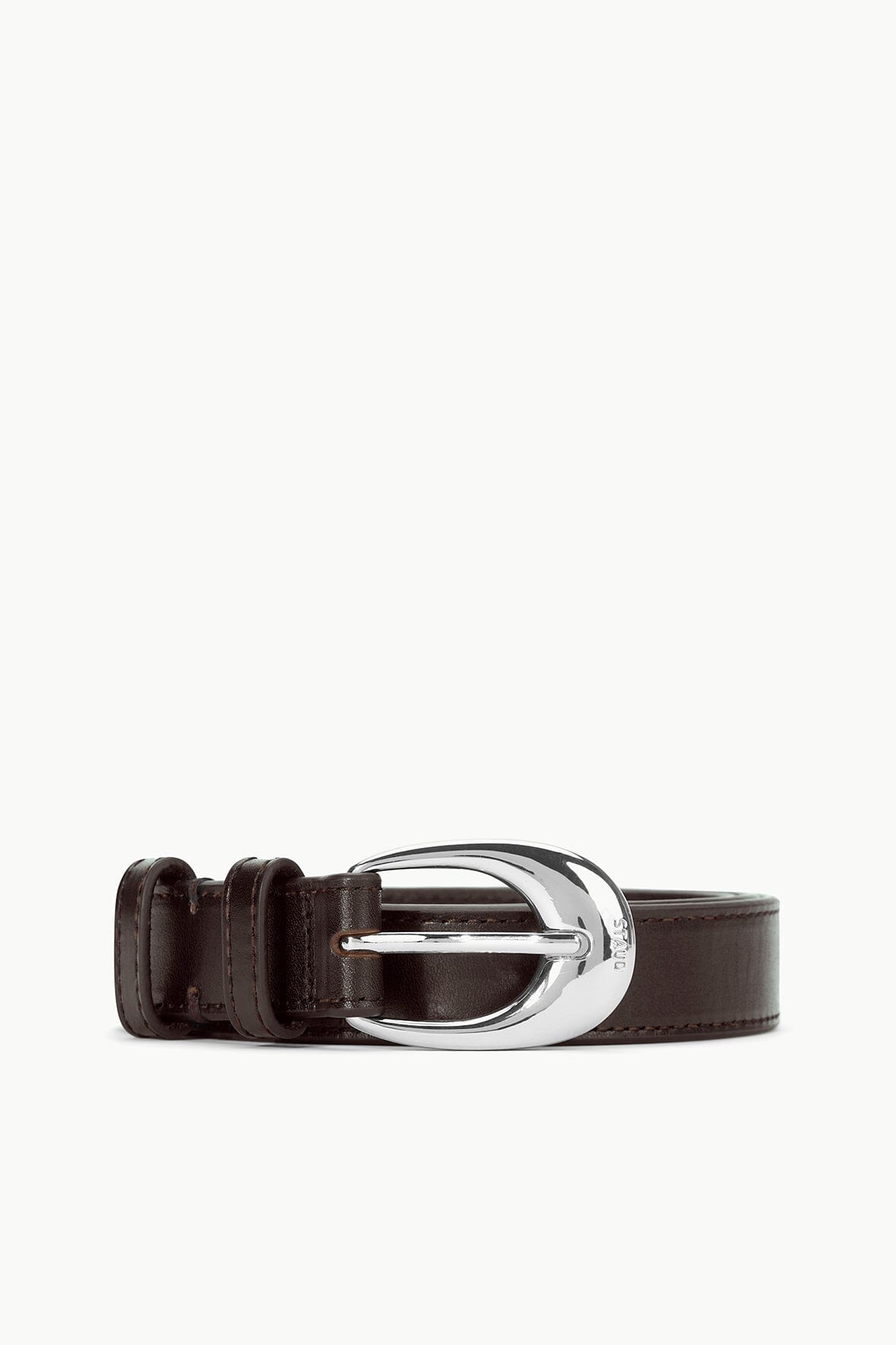 Men's Leather Belt with Moon Buckle | 26mm Mahogany Silver