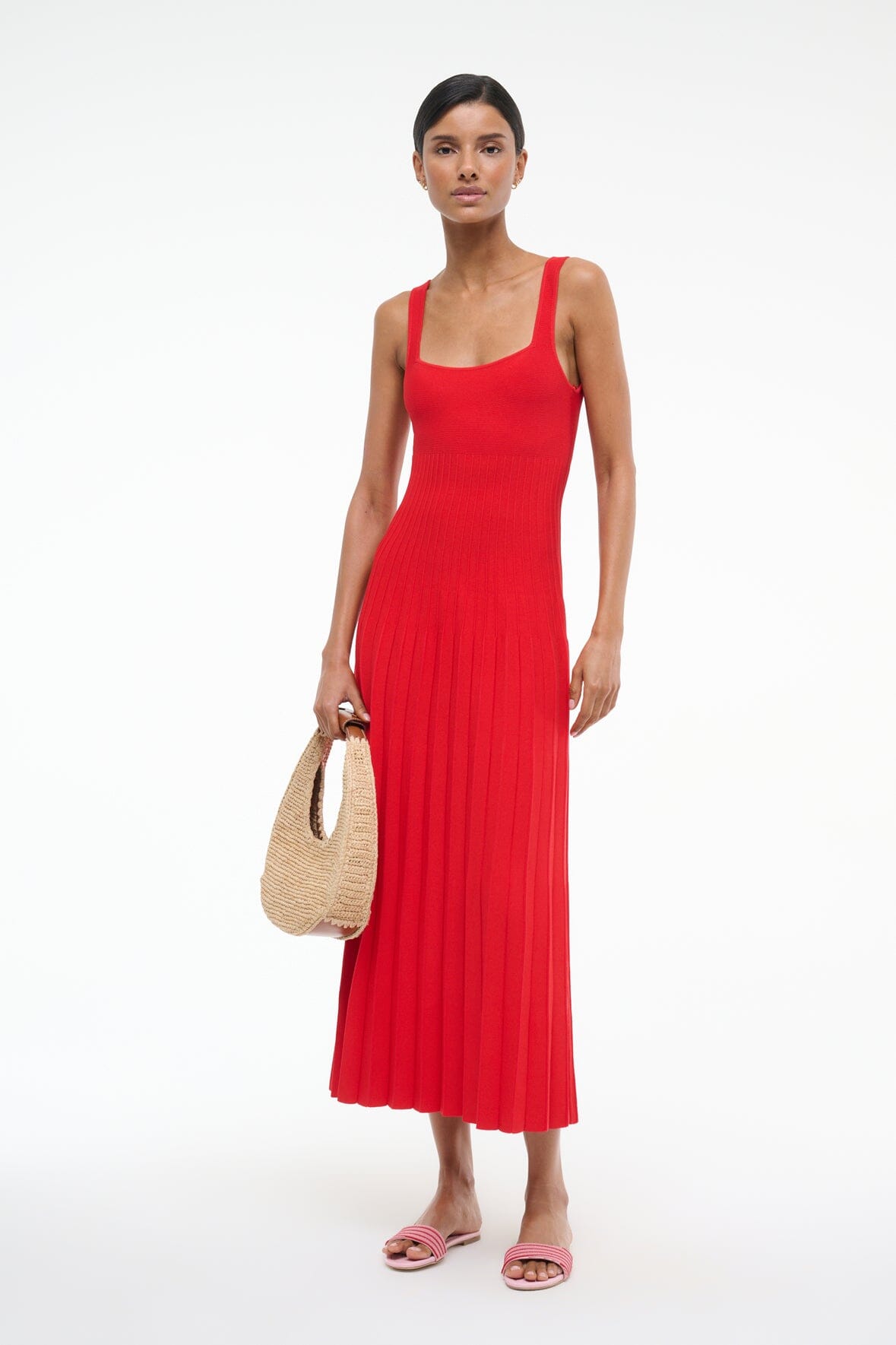 Square Neck Knit Dress with Ottoman Stitch Waist | Ellison Dress