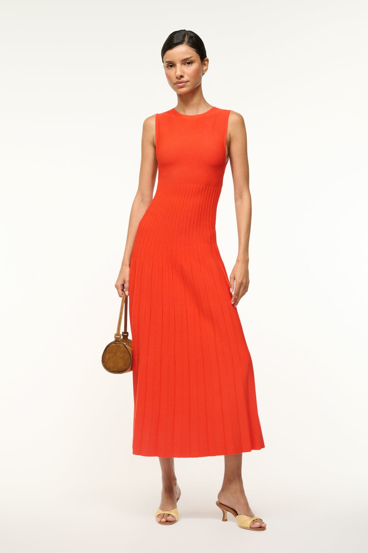 Elyse Crew Neck Dress with Flattering Stitch Detailing | Cayenne