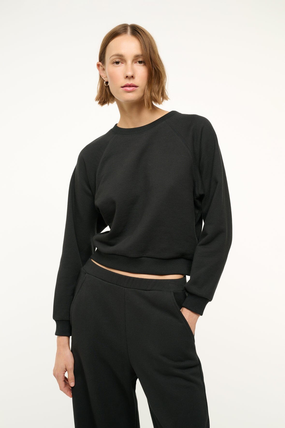 Classic Cotton Terry Sweatshirt with Ribbed Cuffs | Endurance Black