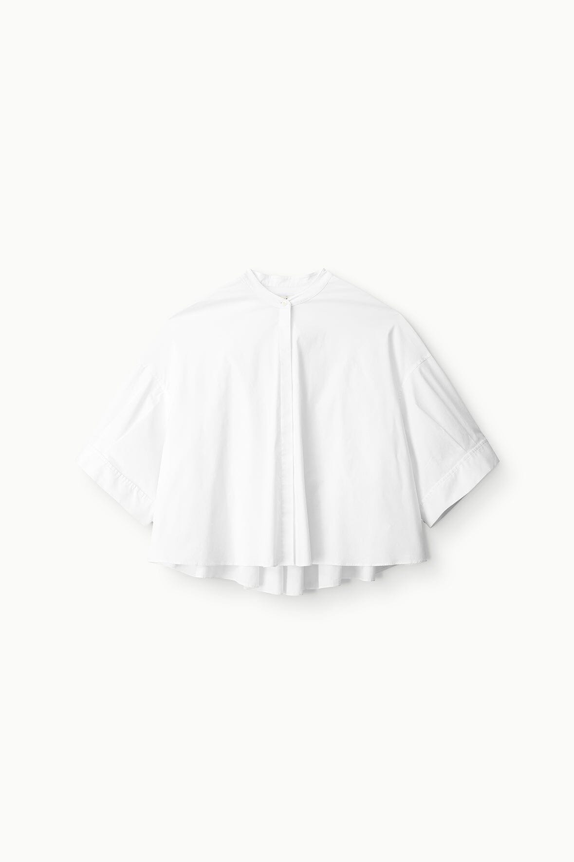 White Cotton Poplin Blouse with 3/4 Sleeves | Enzo Top