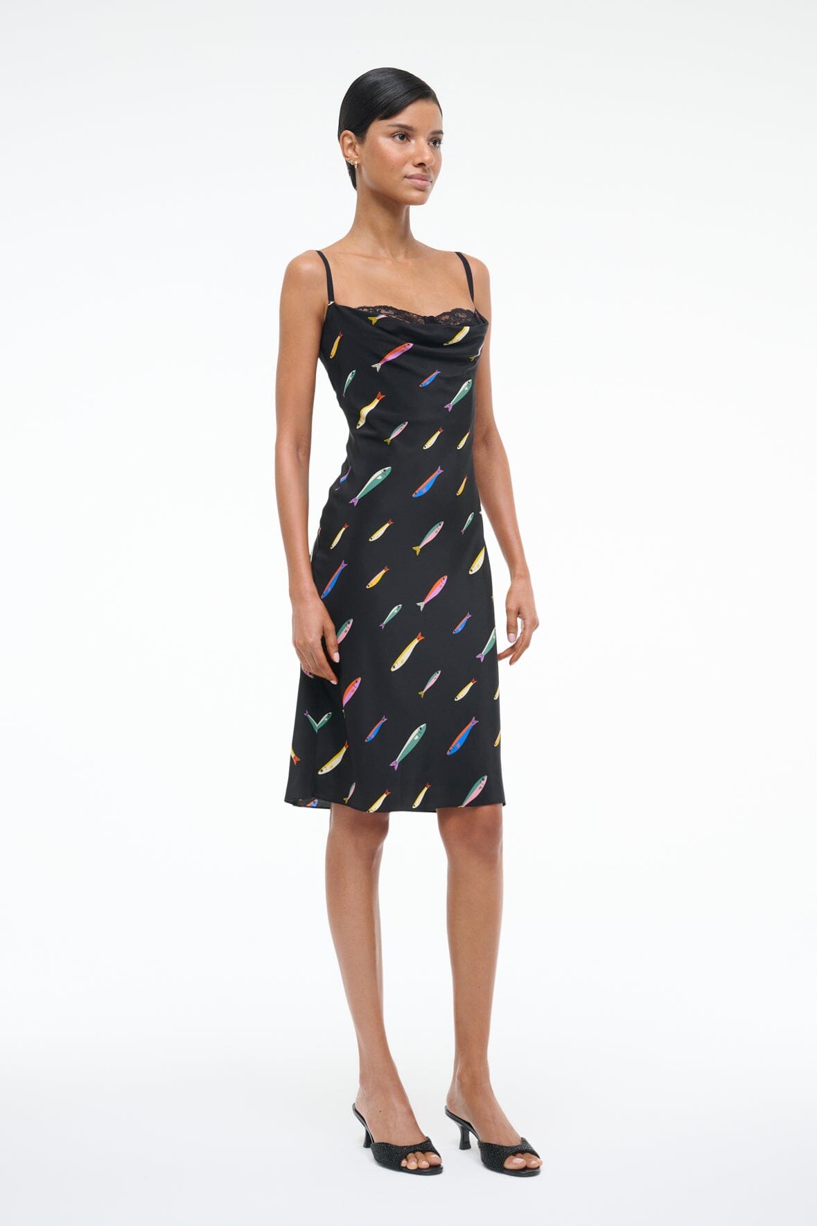Silk Cocktail Dress with Cowl Neckline & Bra Detail | Evangeline