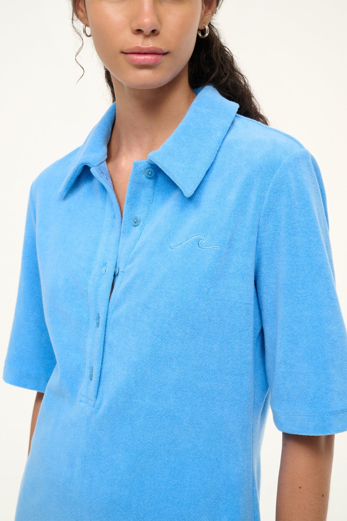 Polo-Style Mini Dress with Embroidered Details | Fabiana Coverup Sky Blue