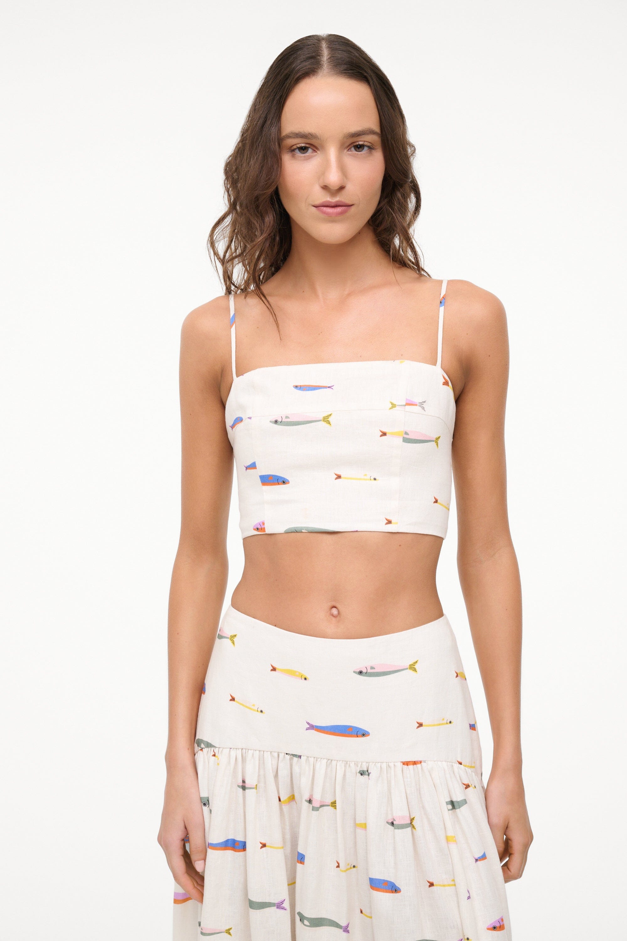 Cropped Linen Tank Top with Adjustable Straps & Smocked Back | Pop Sardines