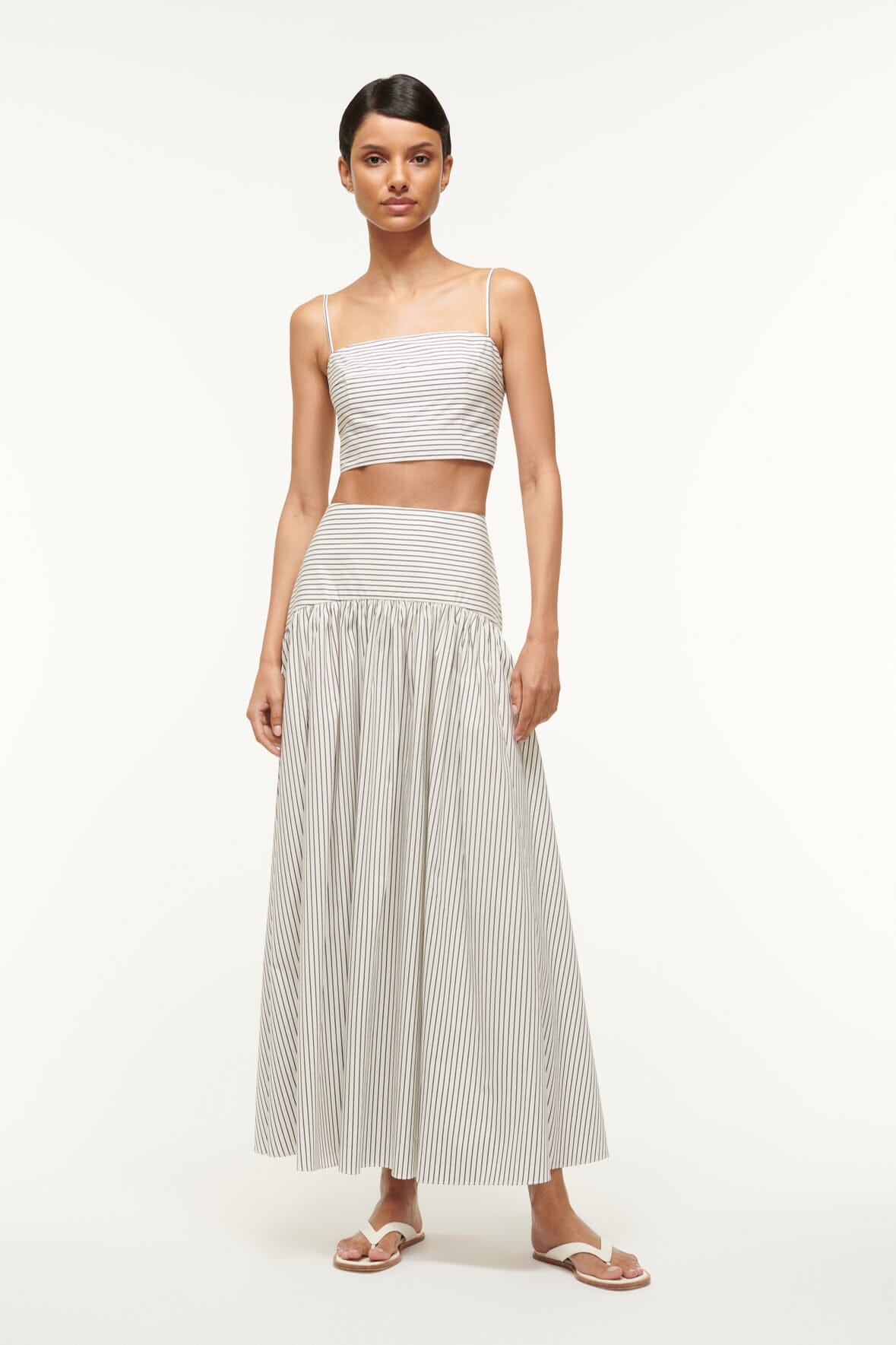 Spaghetti Strap Cotton Tank Top with Back Zipper | Federico Ivory