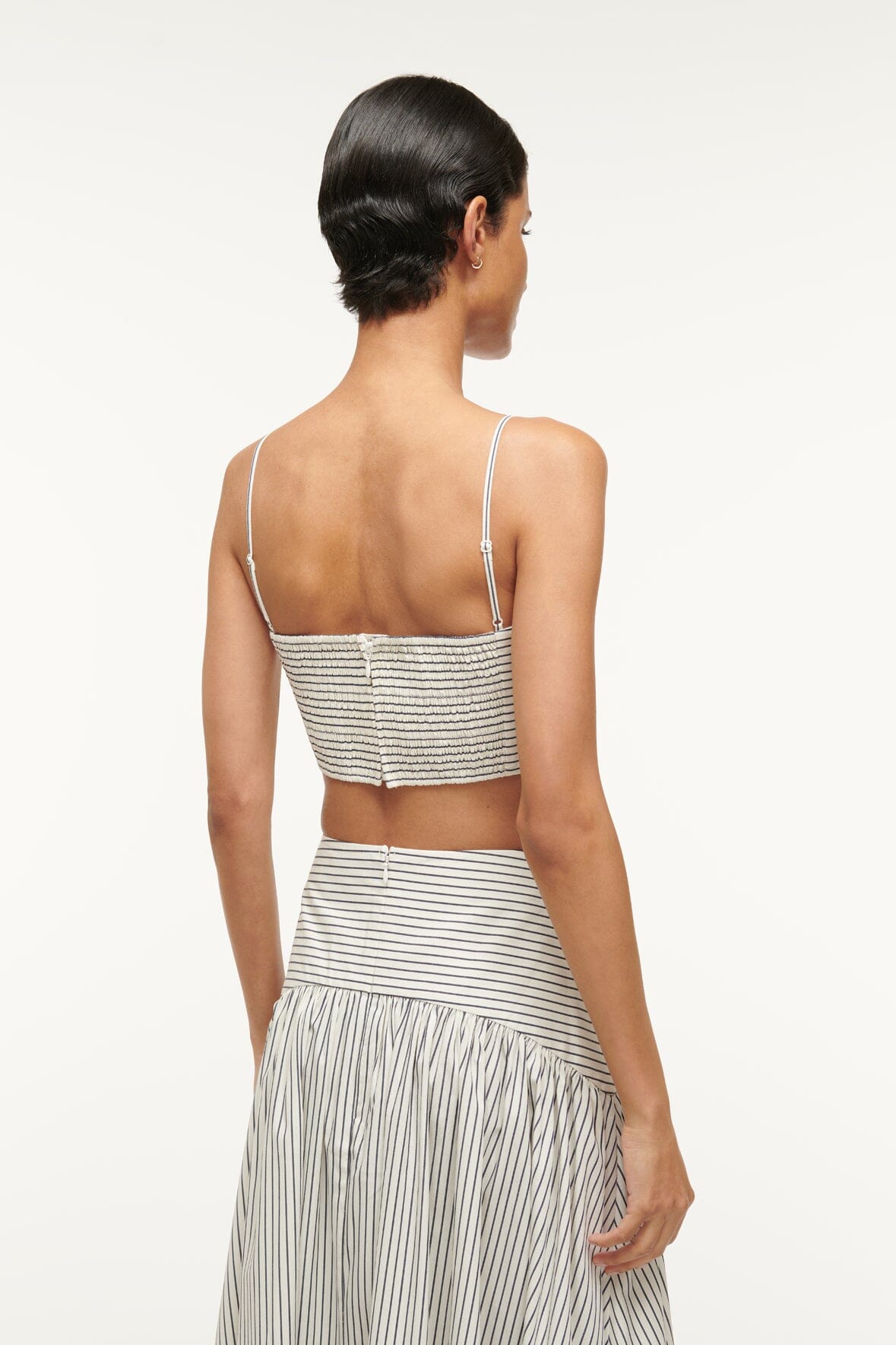 Spaghetti Strap Cotton Tank Top with Back Zipper | Federico Ivory