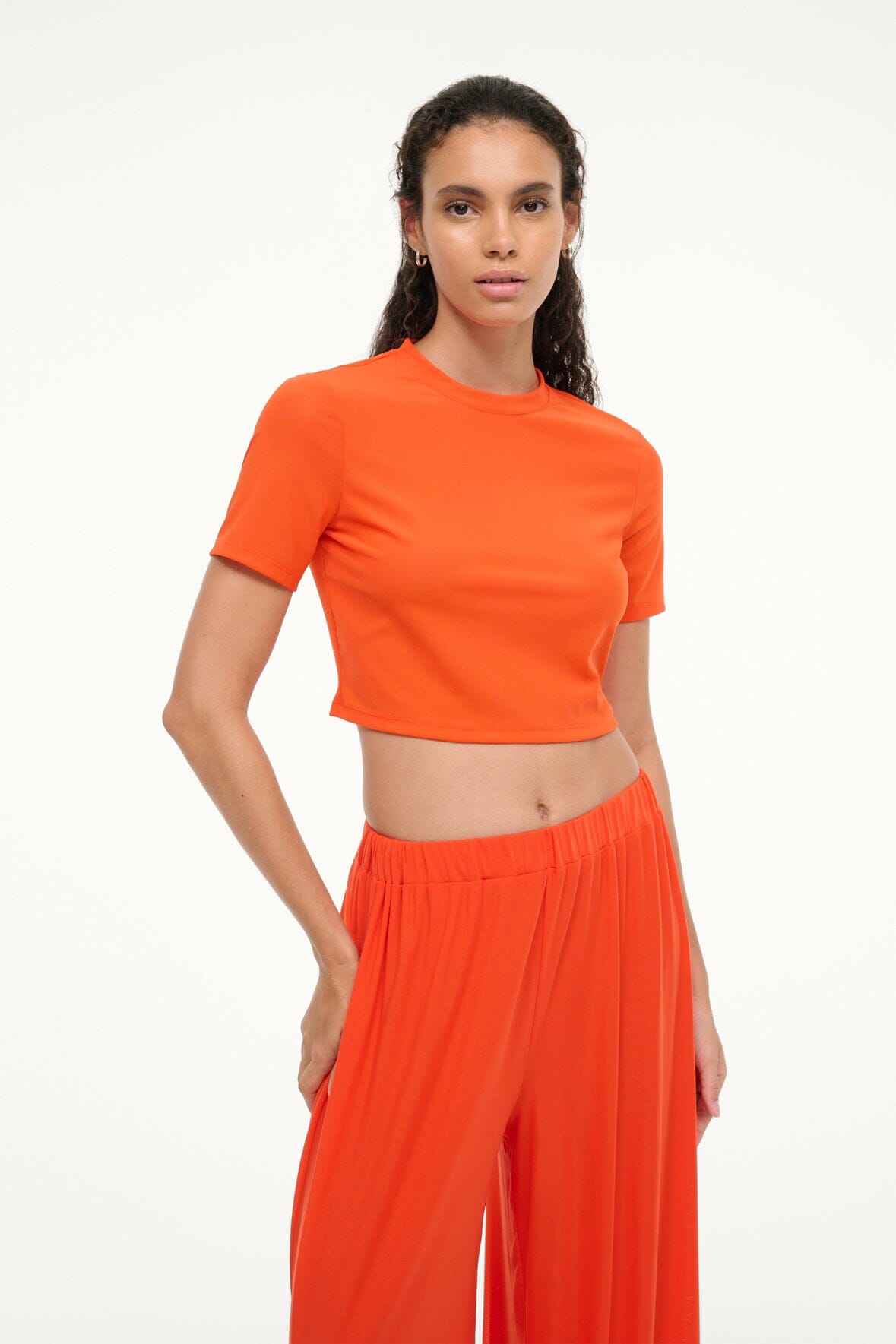 Cropped Swim Coverup Top with Power Mesh Fabric | Fernanda