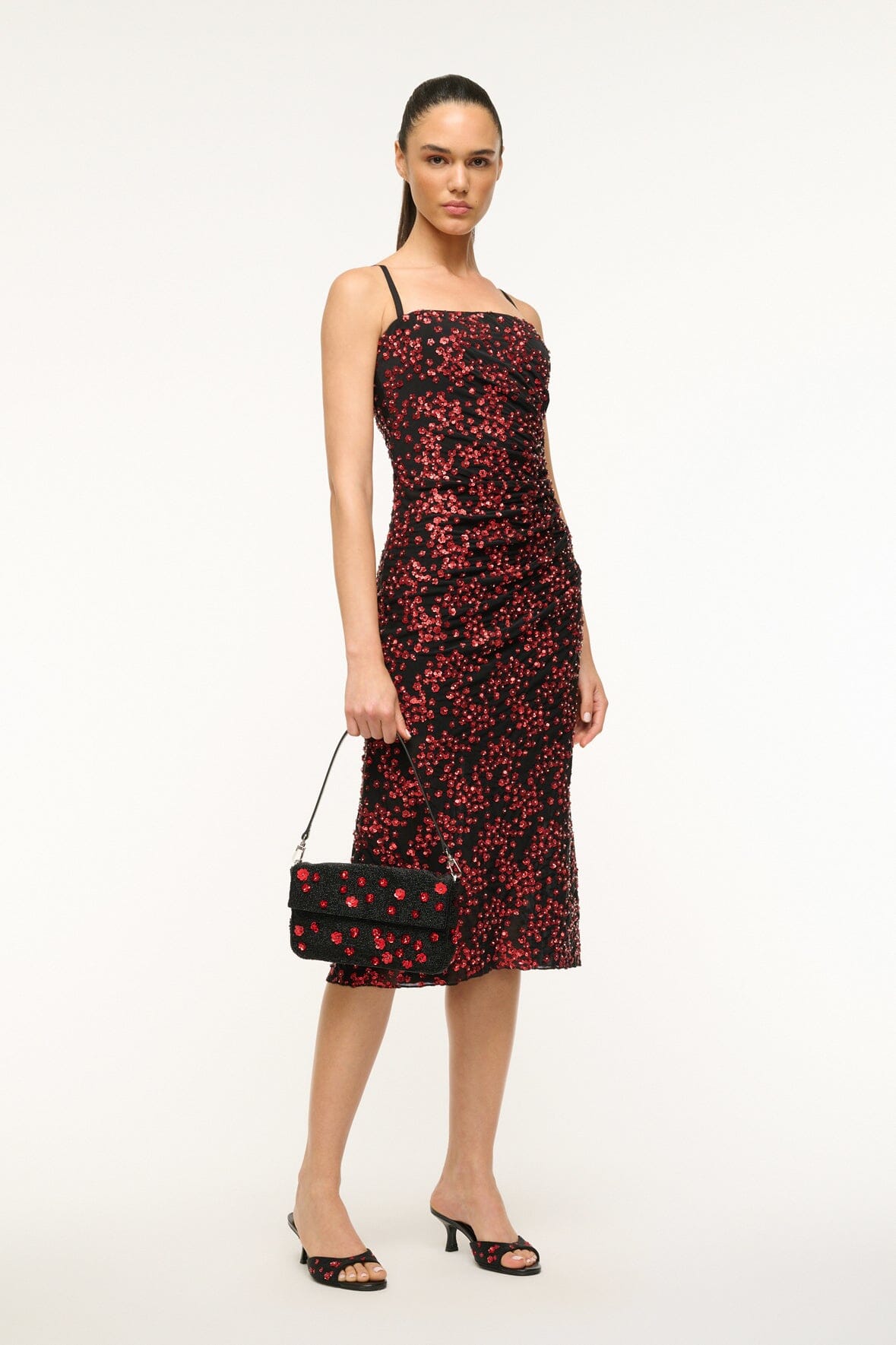 Embellished Chiffon Midi Dress with Corset | Florentina by Poppy