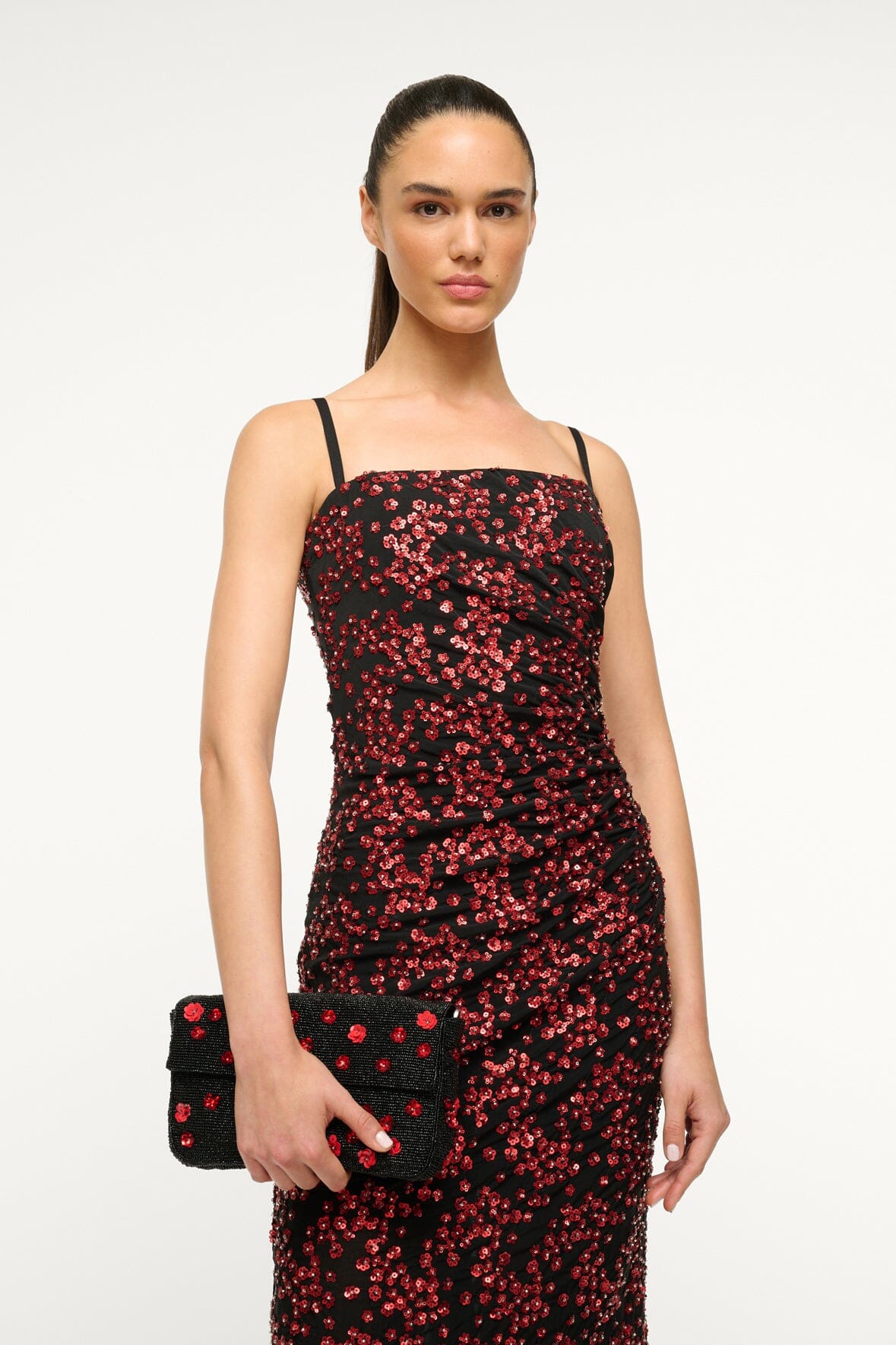 Embellished Chiffon Midi Dress with Corset | Florentina by Poppy