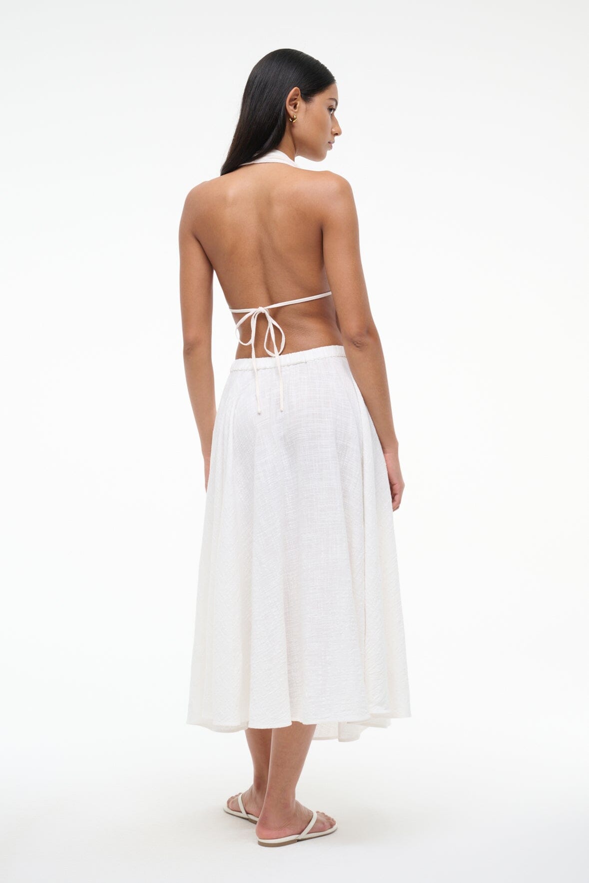 Flowy Halter Coverup Top for Swimwear | Buttercream Cotton Gauze
