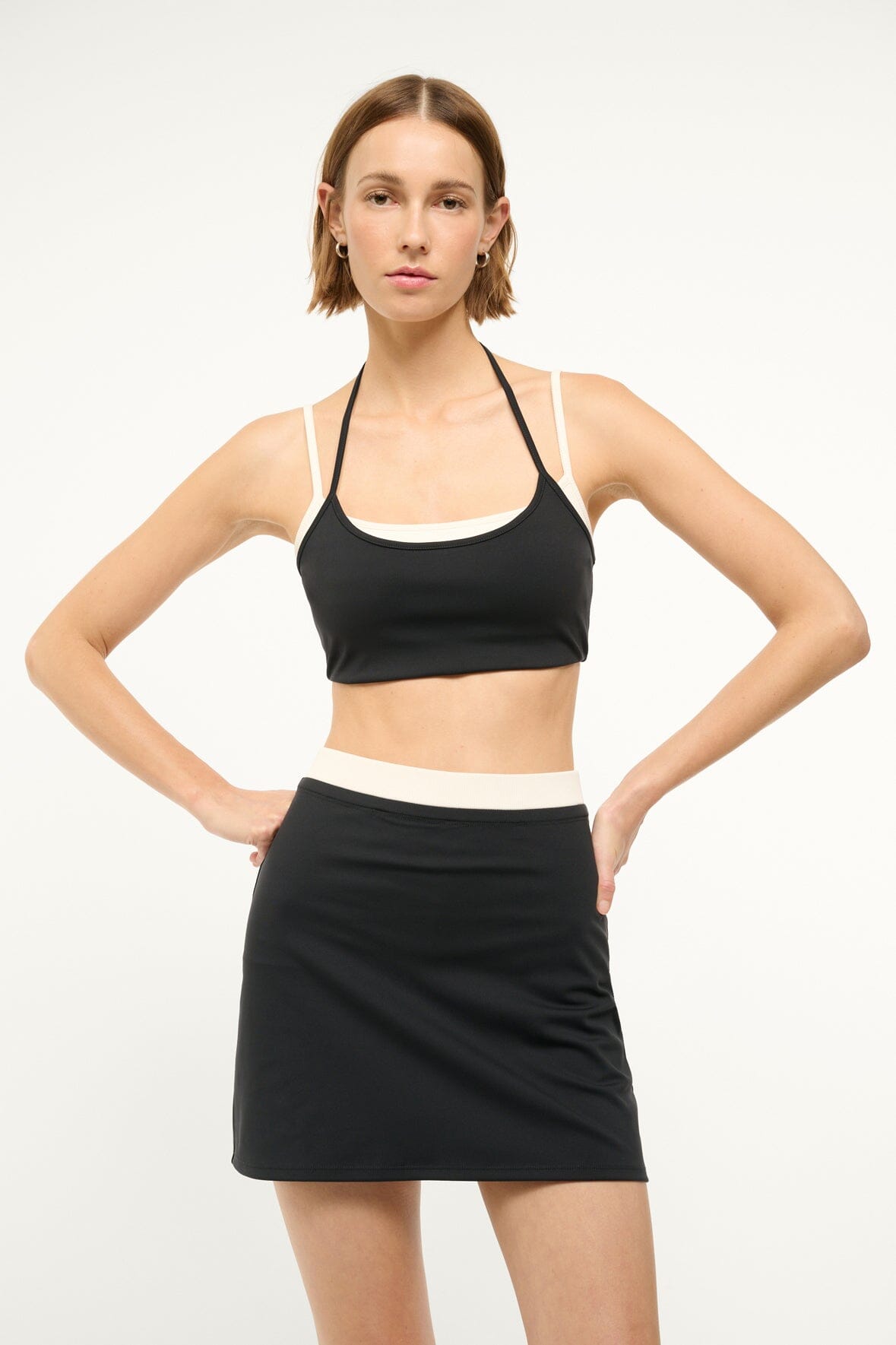 Double-Layered Crop Top with Adjustable Straps | Freestyle Black