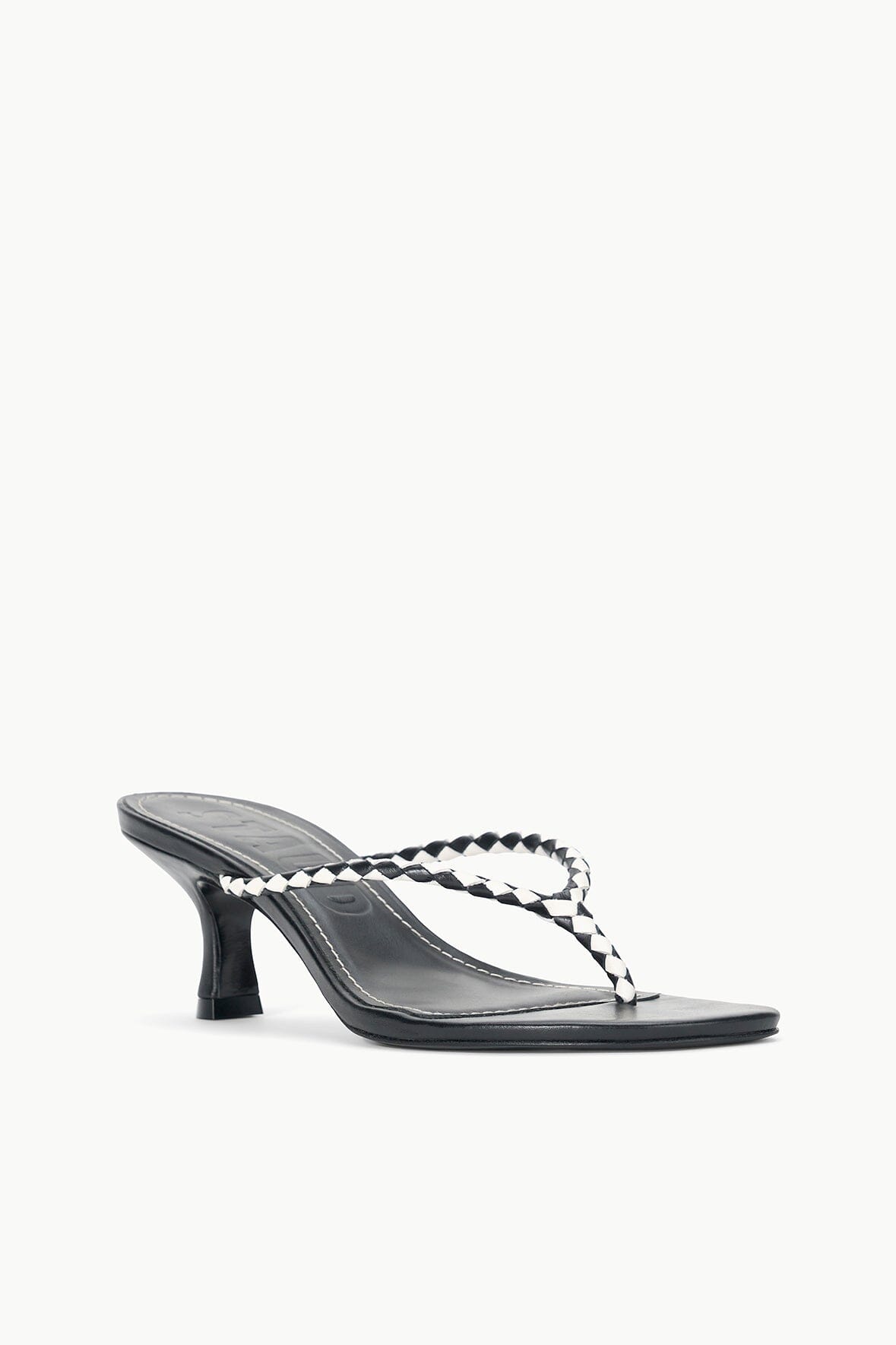 Black Leather Kitten Heel Sandals | Freja Spring Collection
