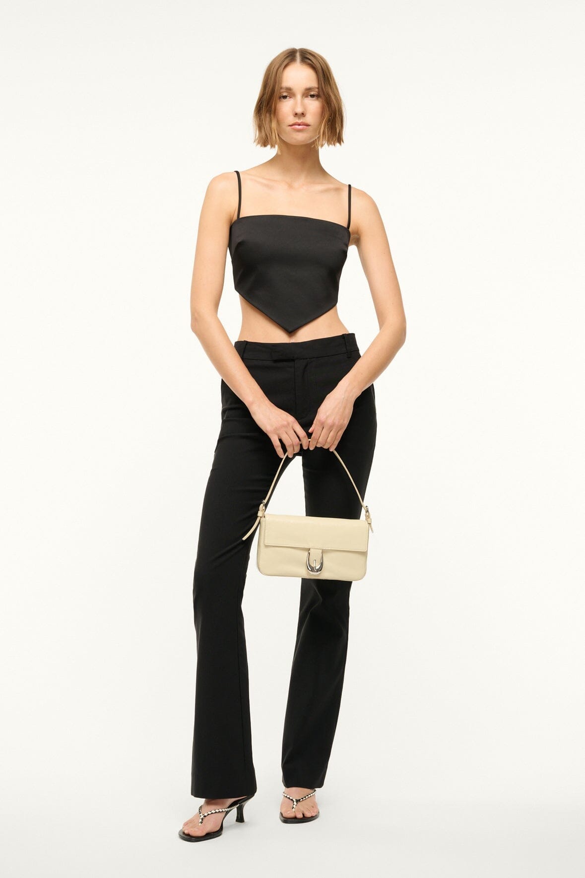 Black Leather Kitten Heel Sandals | Freja Spring Collection
