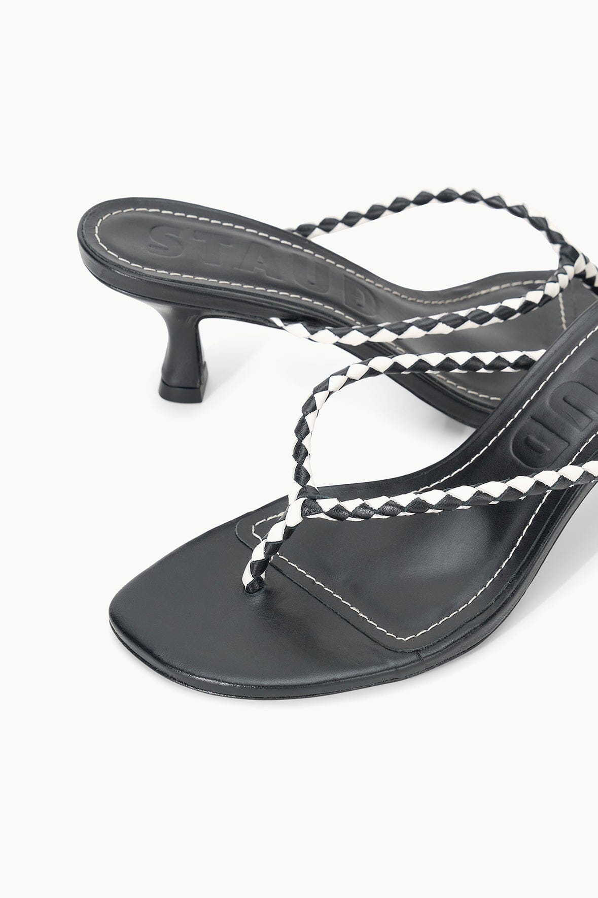 Black Leather Kitten Heel Sandals | Freja Spring Collection