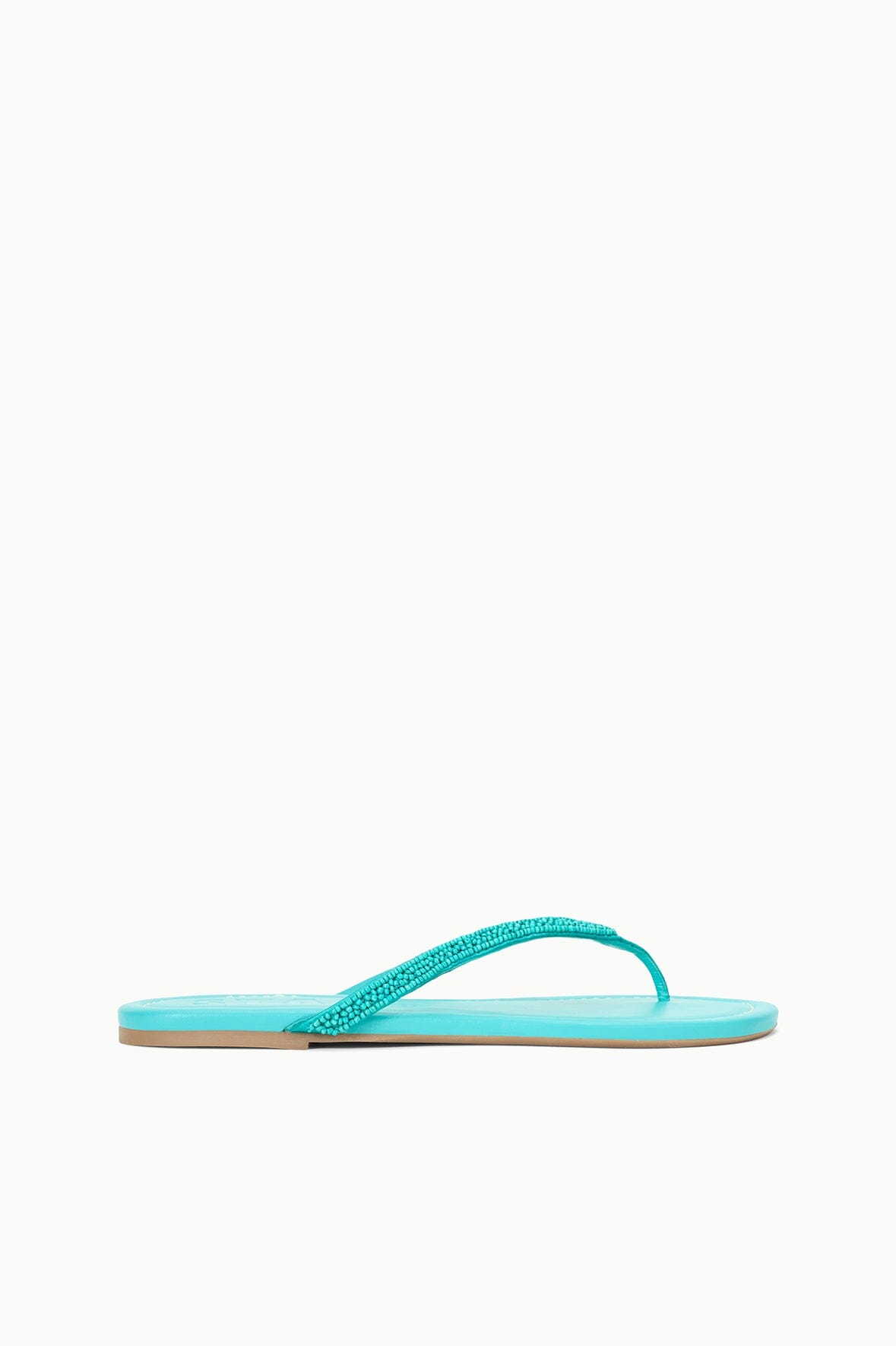 Leather Thong Sandals with Beaded Upper | Freja Teal