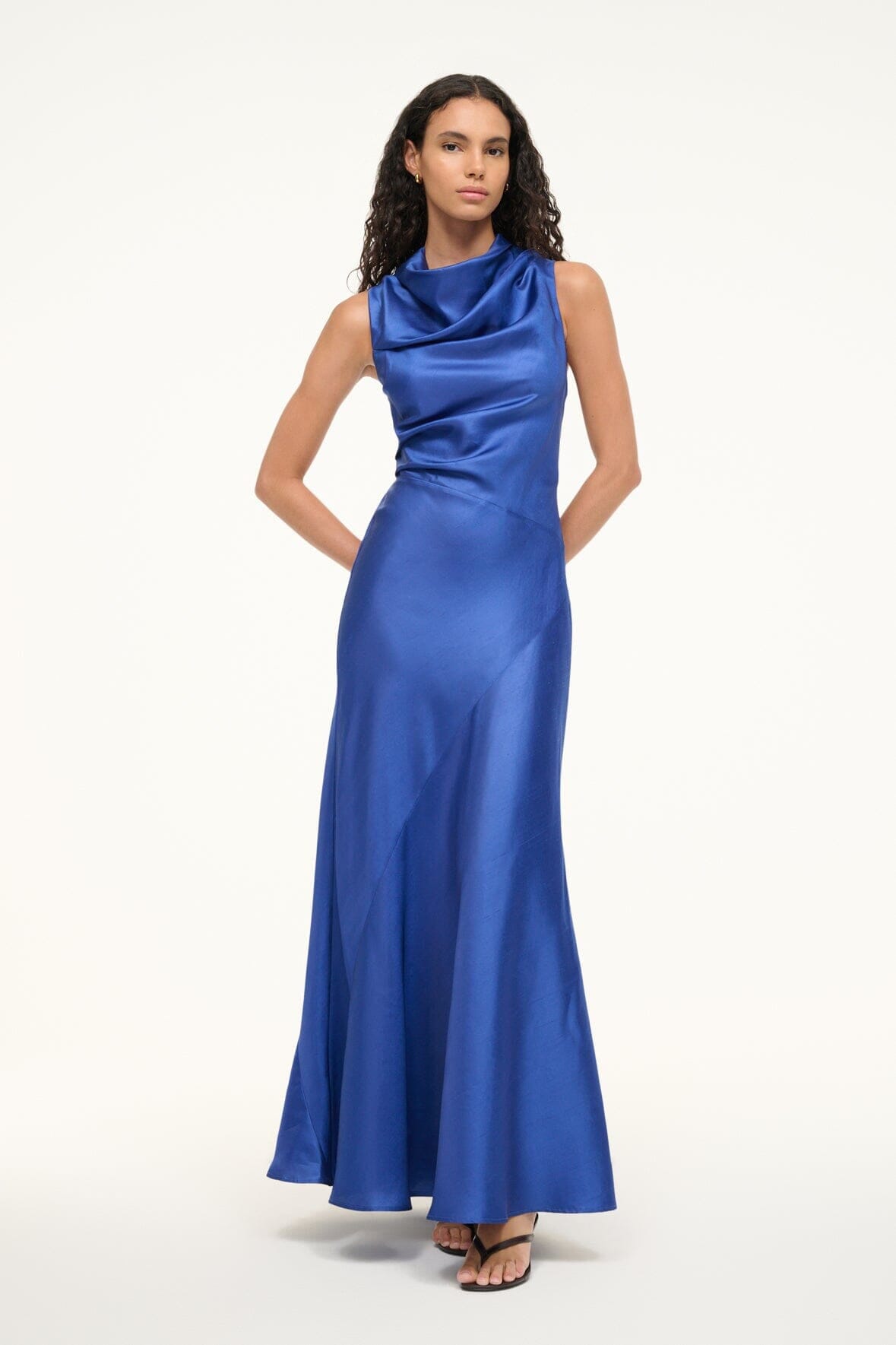 Silk Dupioni Cowl Neck Dress | Frida Deep Sea Gown