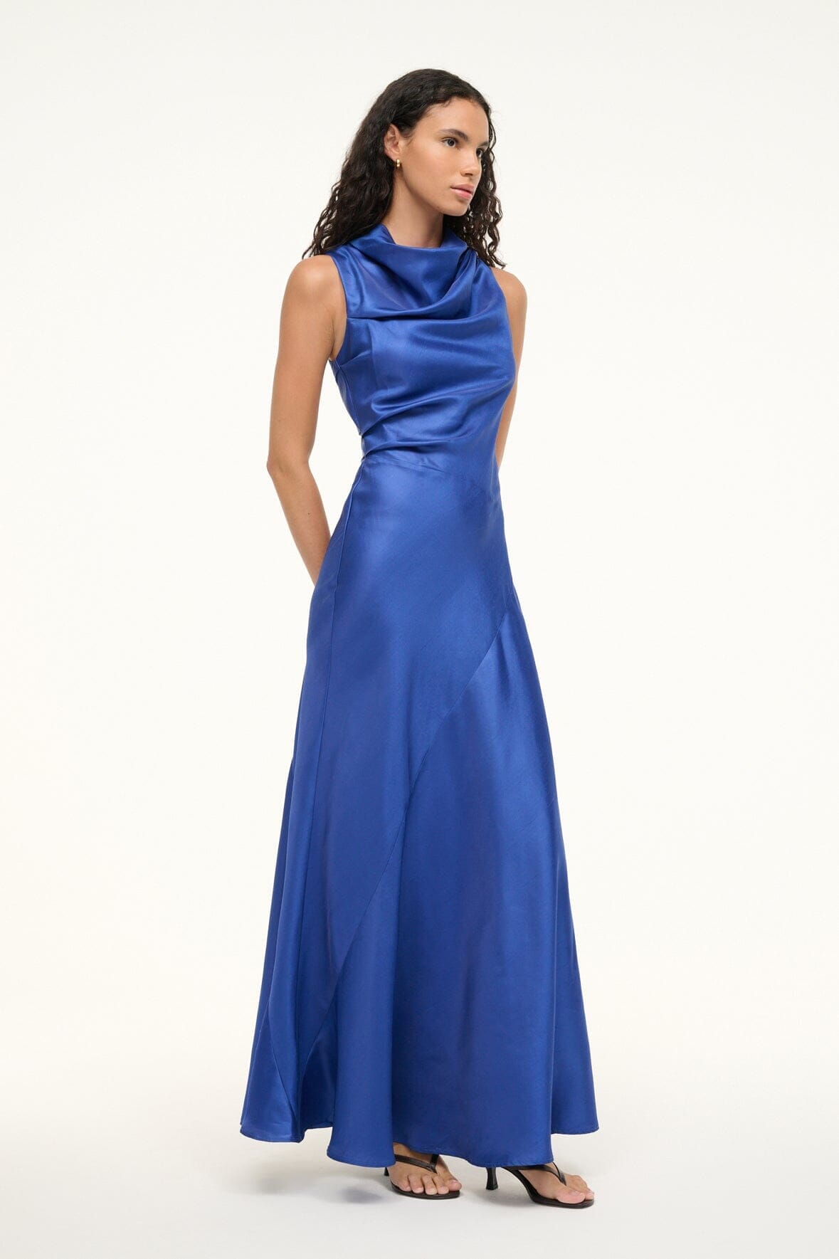 Silk Dupioni Cowl Neck Dress | Frida Deep Sea Gown