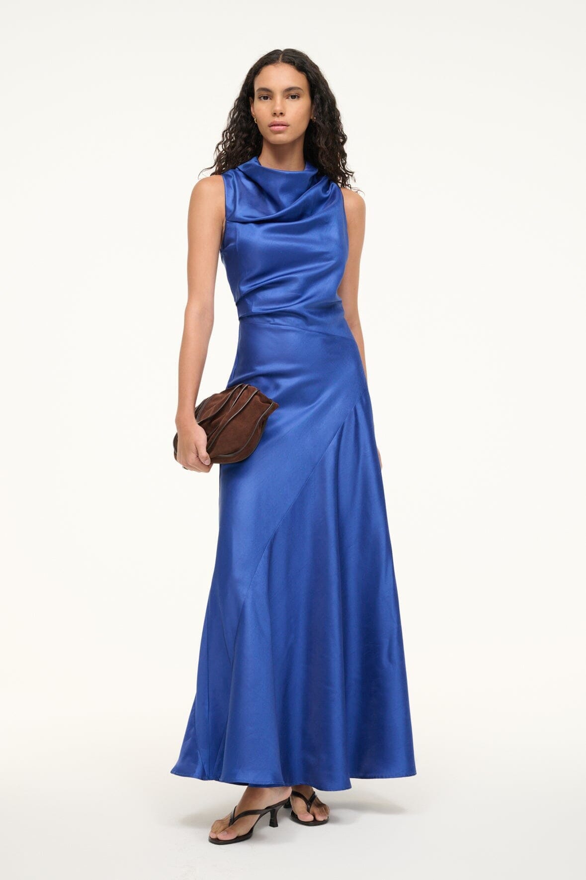 Silk Dupioni Cowl Neck Dress | Frida Deep Sea Gown