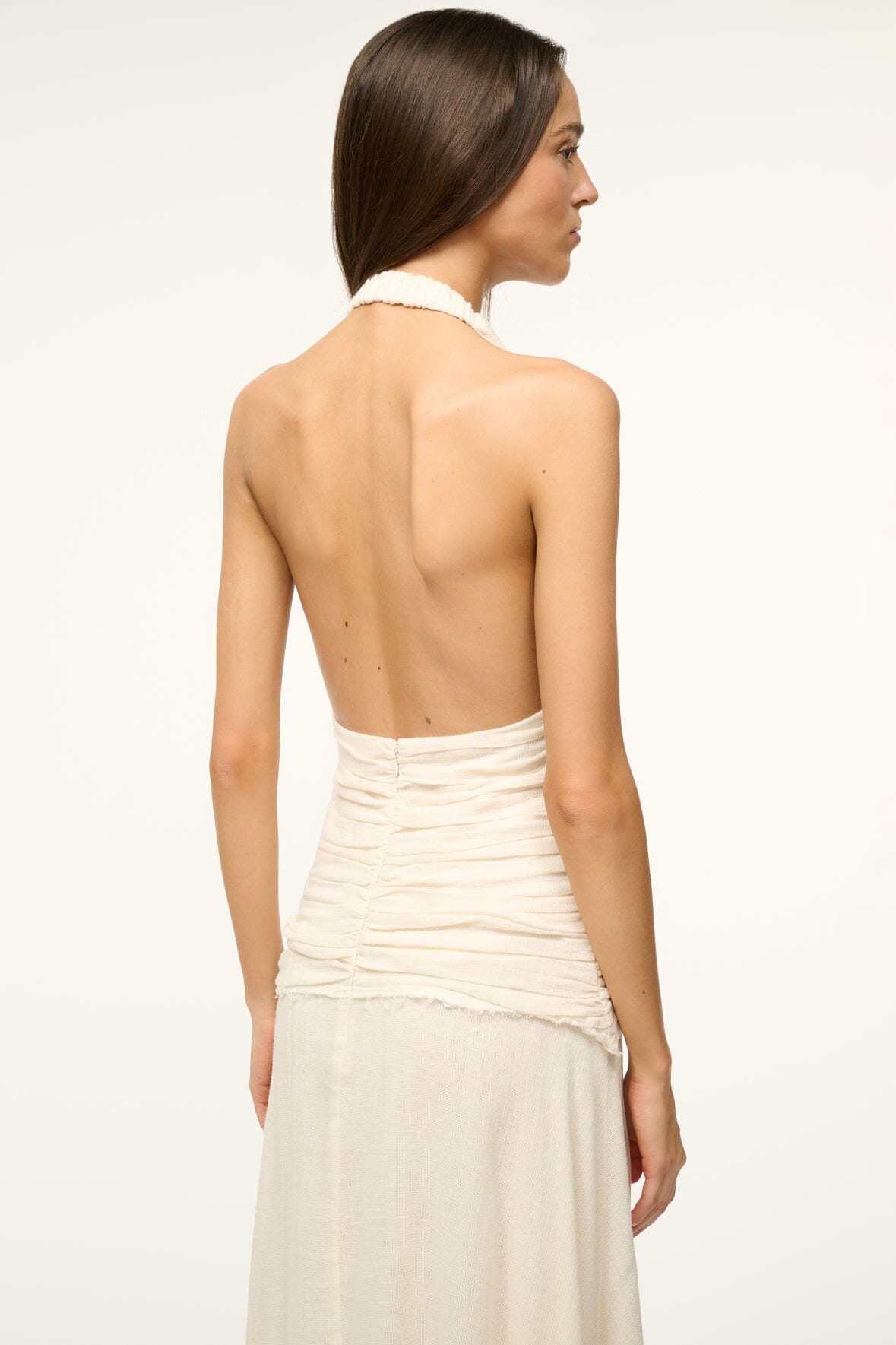Lightweight Cotton Gauze Halter Neck Maxi Dress | Frolic Buttercream