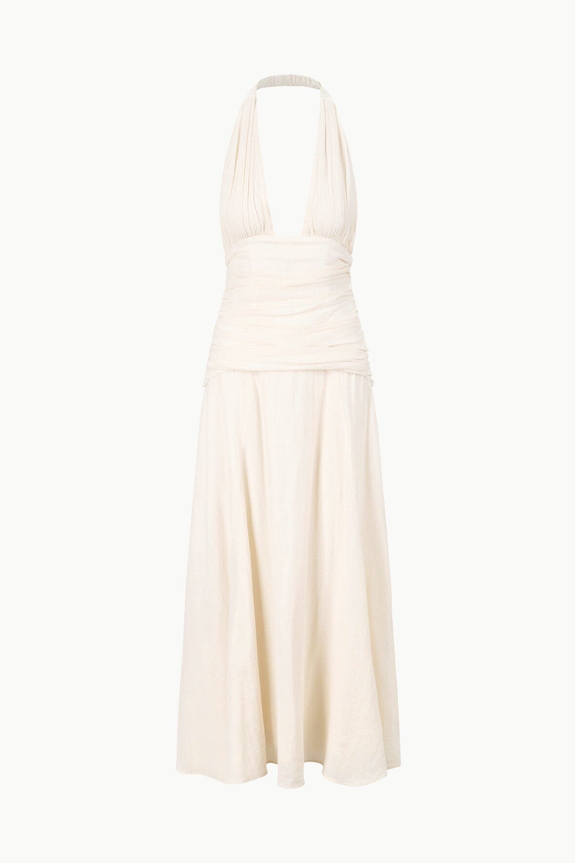 Lightweight Cotton Gauze Halter Neck Maxi Dress | Frolic Buttercream