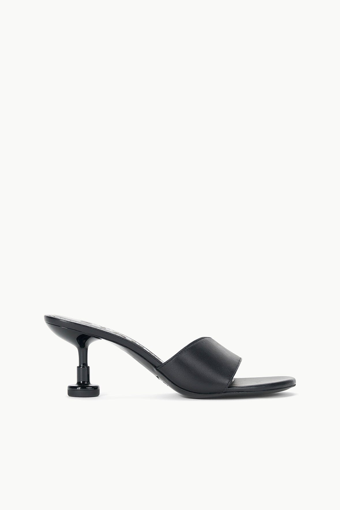 Black Nappa Leather Kitten Heel Slide Sandals | Gardener