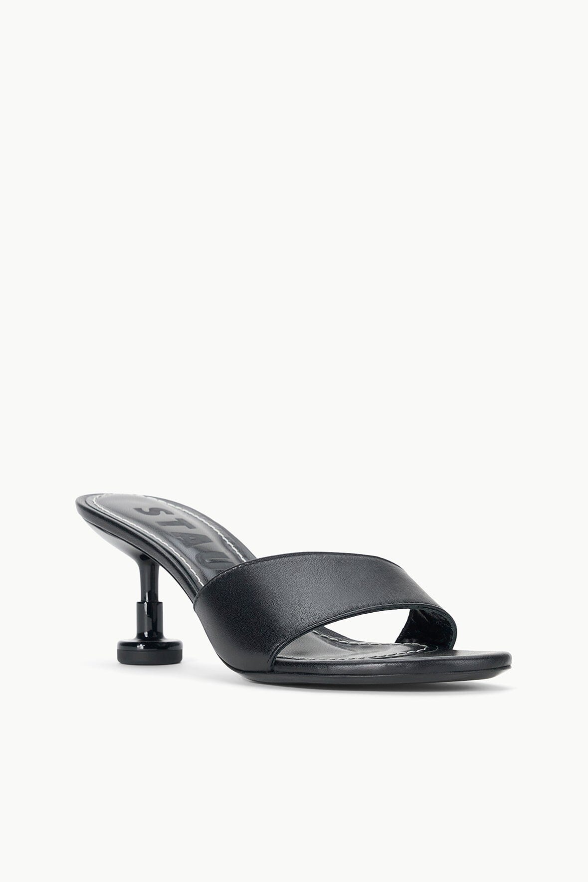 Black Nappa Leather Kitten Heel Slide Sandals | Gardener
